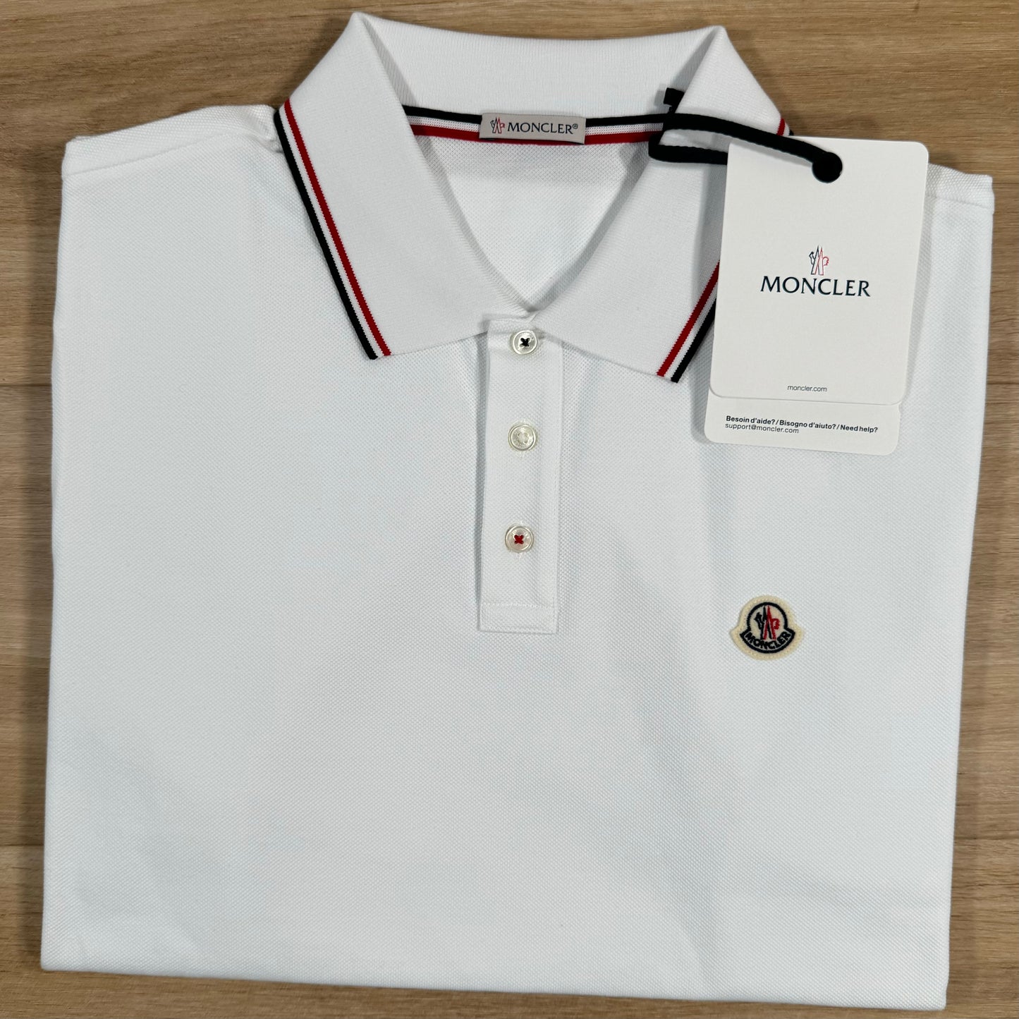 Moncler Logo Patch Polo Shirt in White