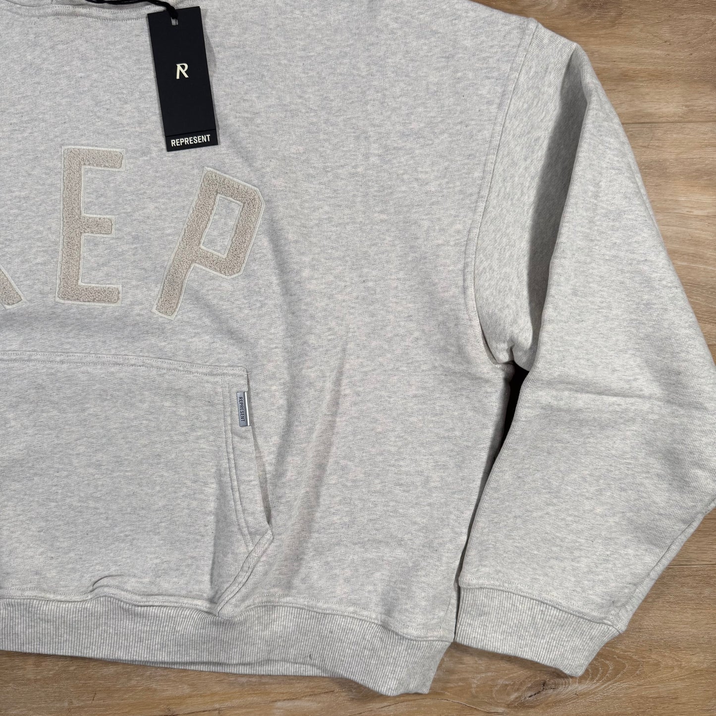 Represent Rep Applique Hoodie in Cream Marl