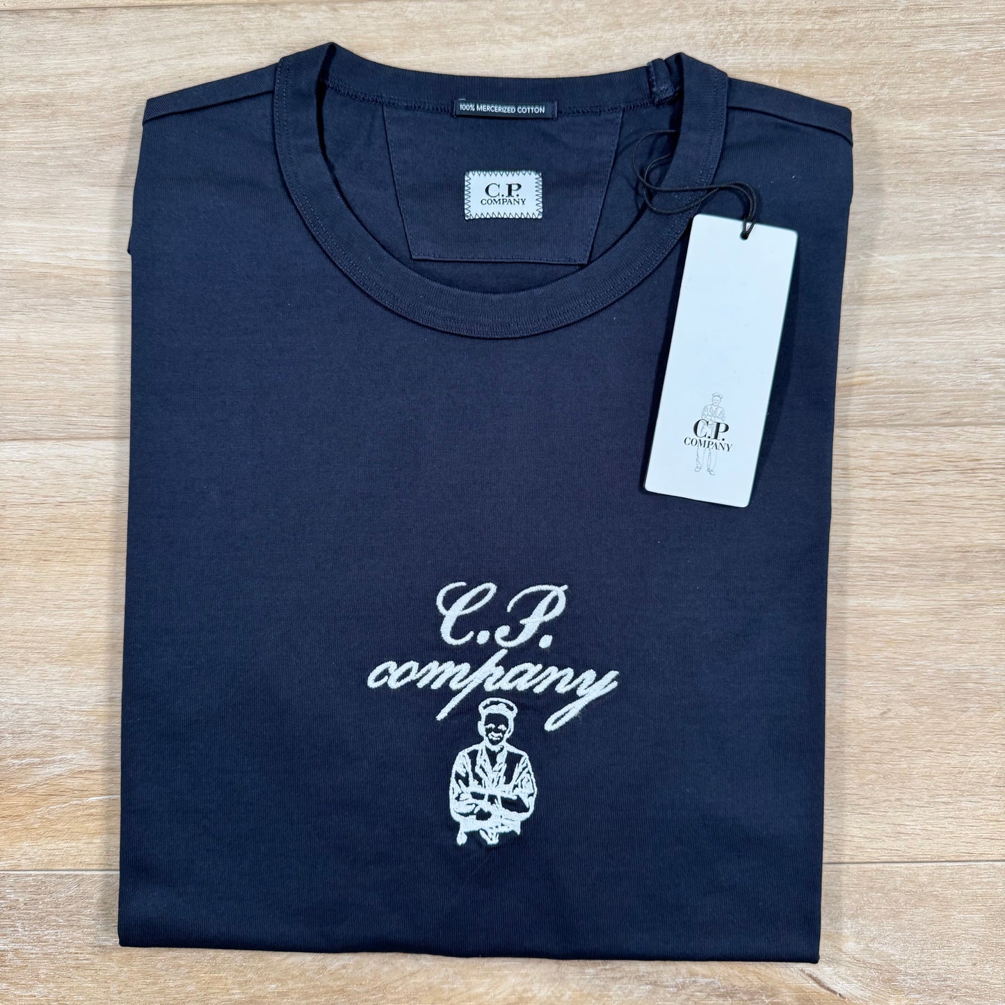 C.P. Company 30/2 Twisted Embroidery T-Shirt in Navy