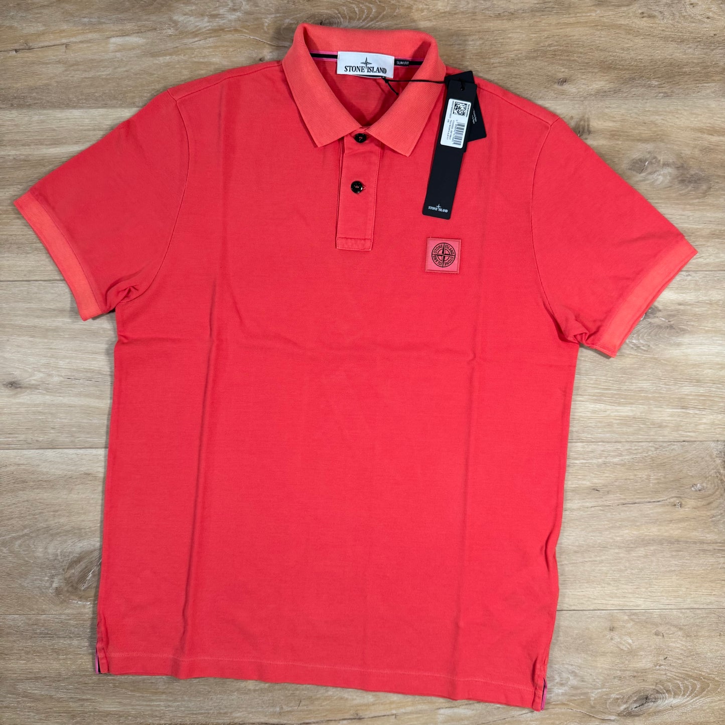 Stone Island Organic Cotton Overdye Polo Shirt in Papaya
