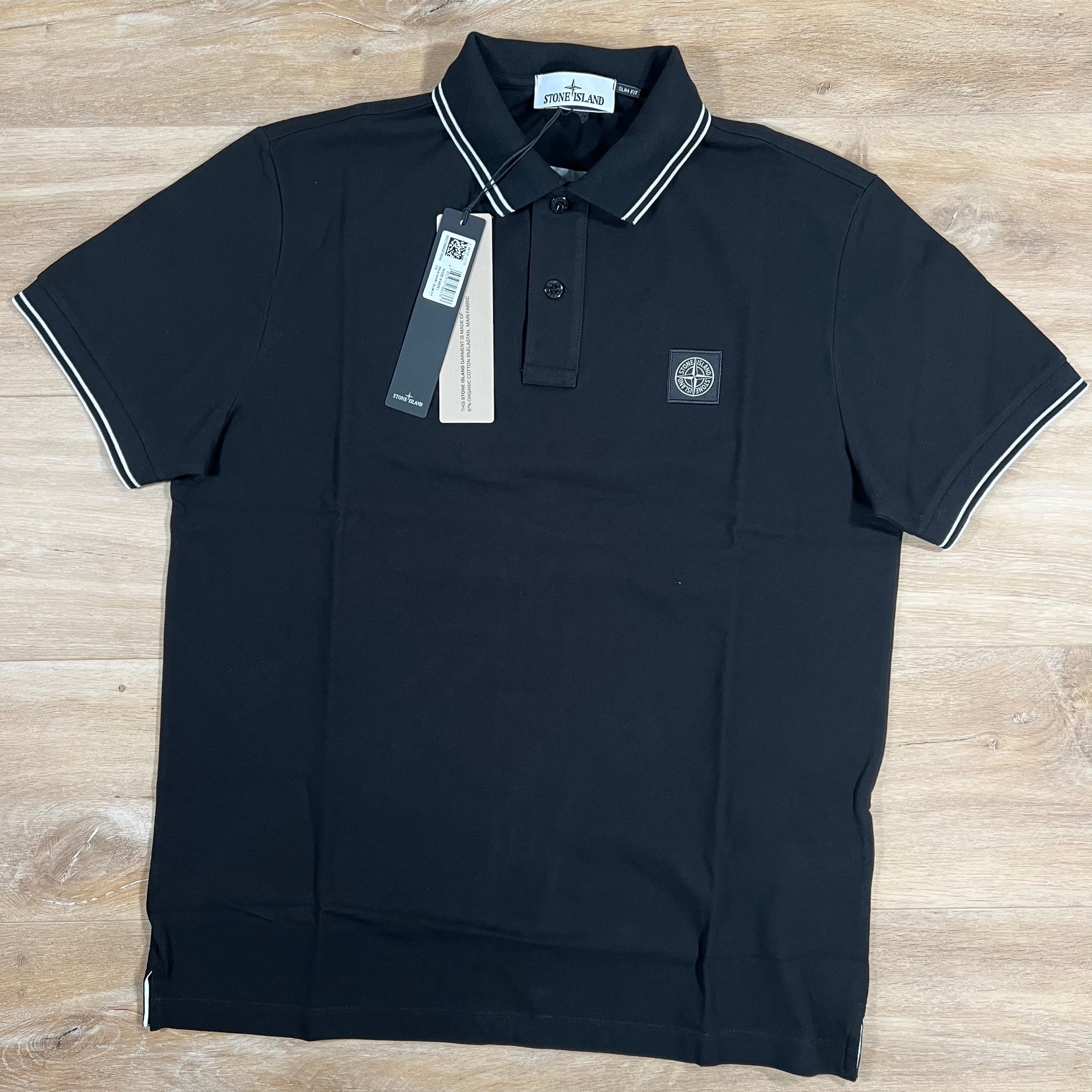 Stone Island Patch Logo Polo Shirt in Black – Label Menswear