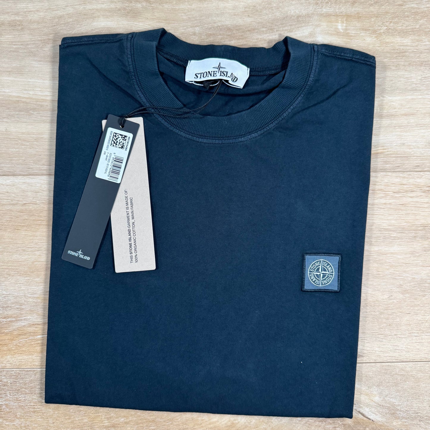 Stone Island Combed Organic Patch Logo T-Shirt in Navy