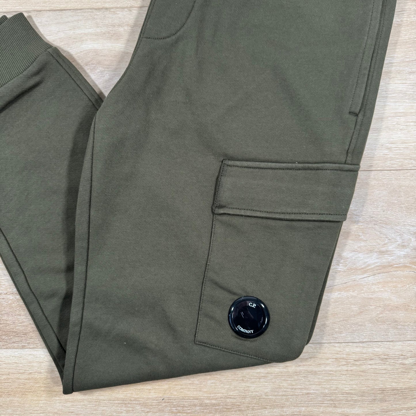 C.P. Company Diagonal Raised Fleece Lens Sweatpants in Ivy Green