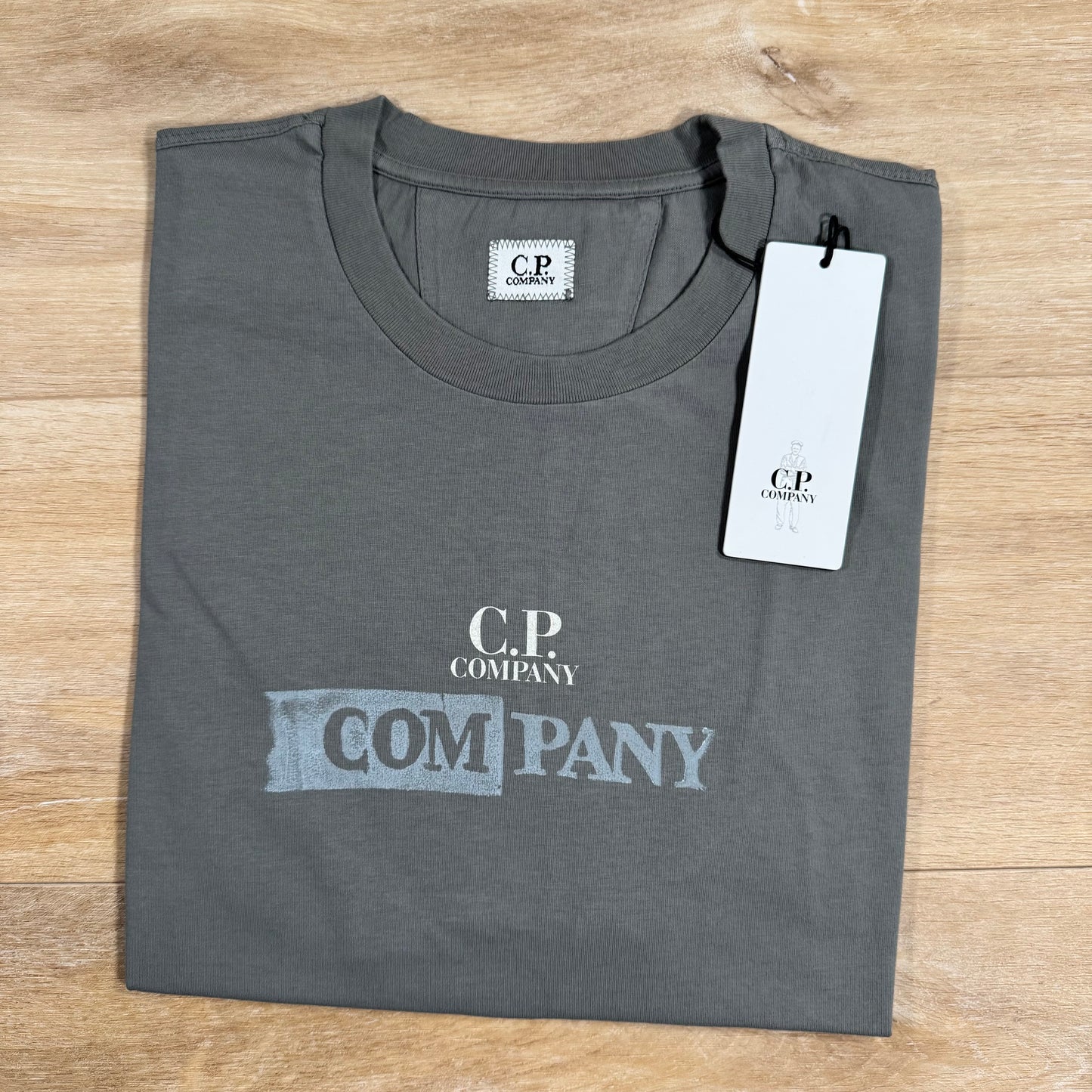 C.P. Company 24/1 Jersey Logo T-Shirt in Smoked Pearl - Grey