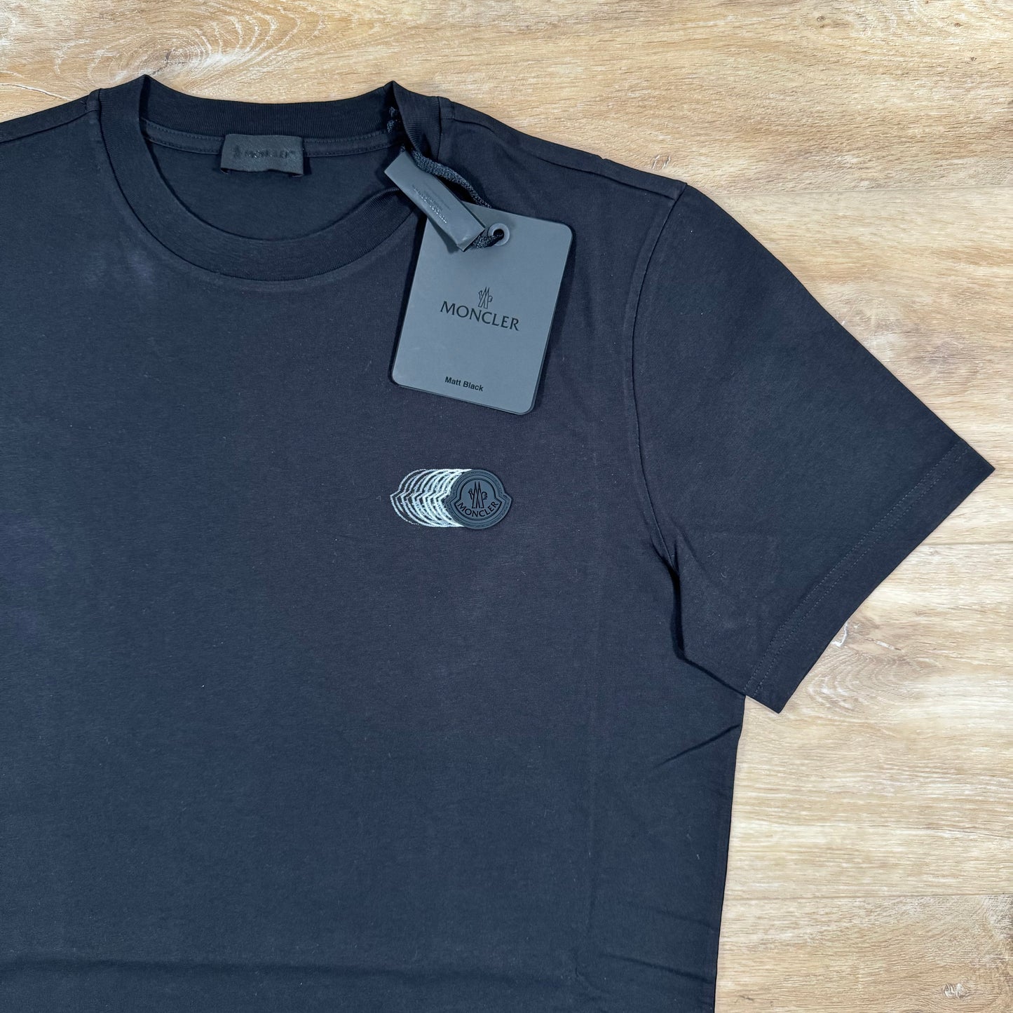 Moncler Faded Logo Motif Cotton T-Shirt in Black