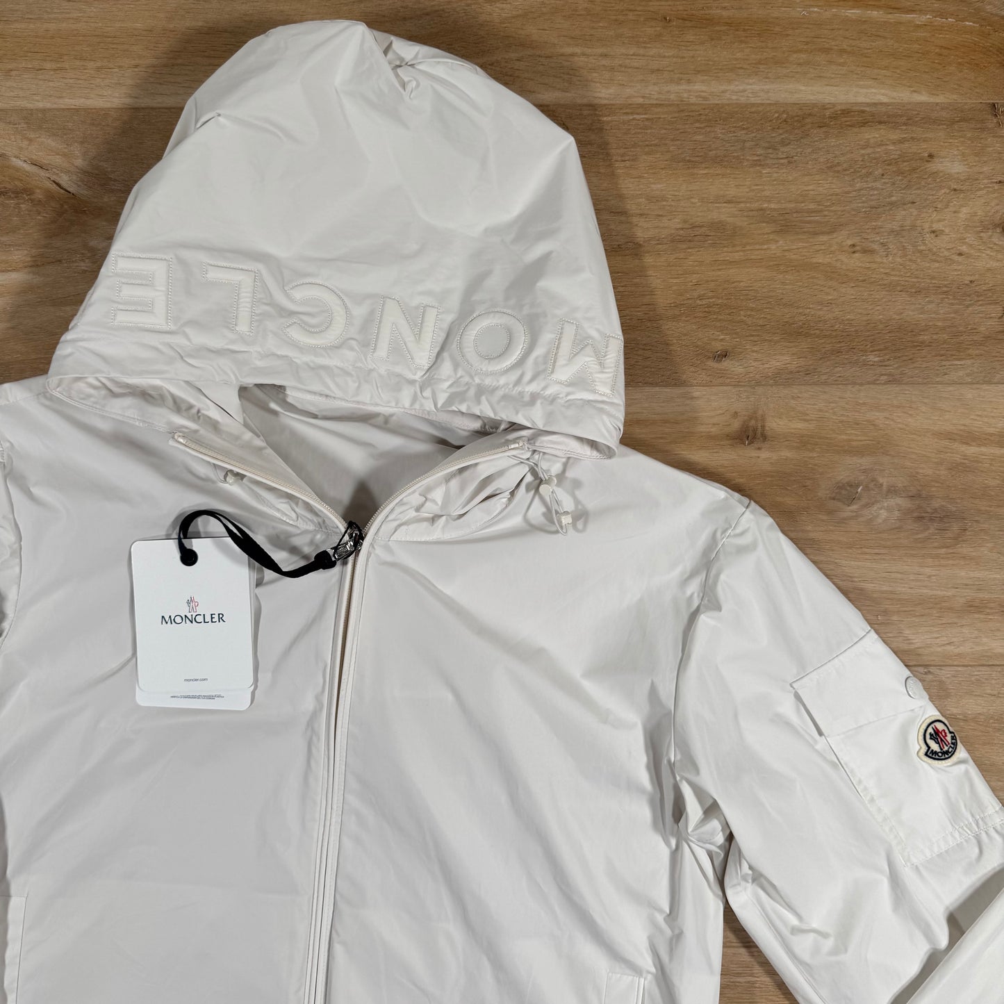 Moncler Sassiere Hooded Nylon Jacket in White