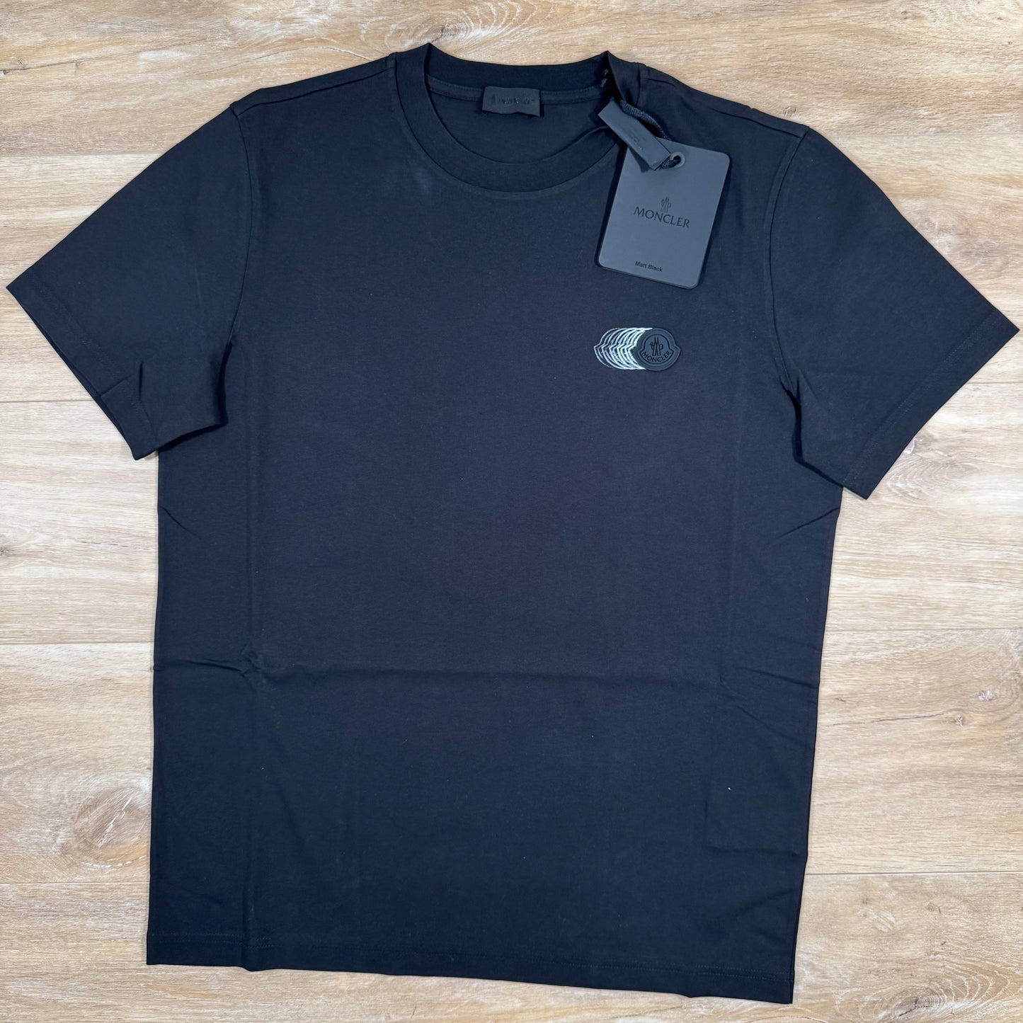 Moncler Faded Logo Motif Cotton T-Shirt in Black