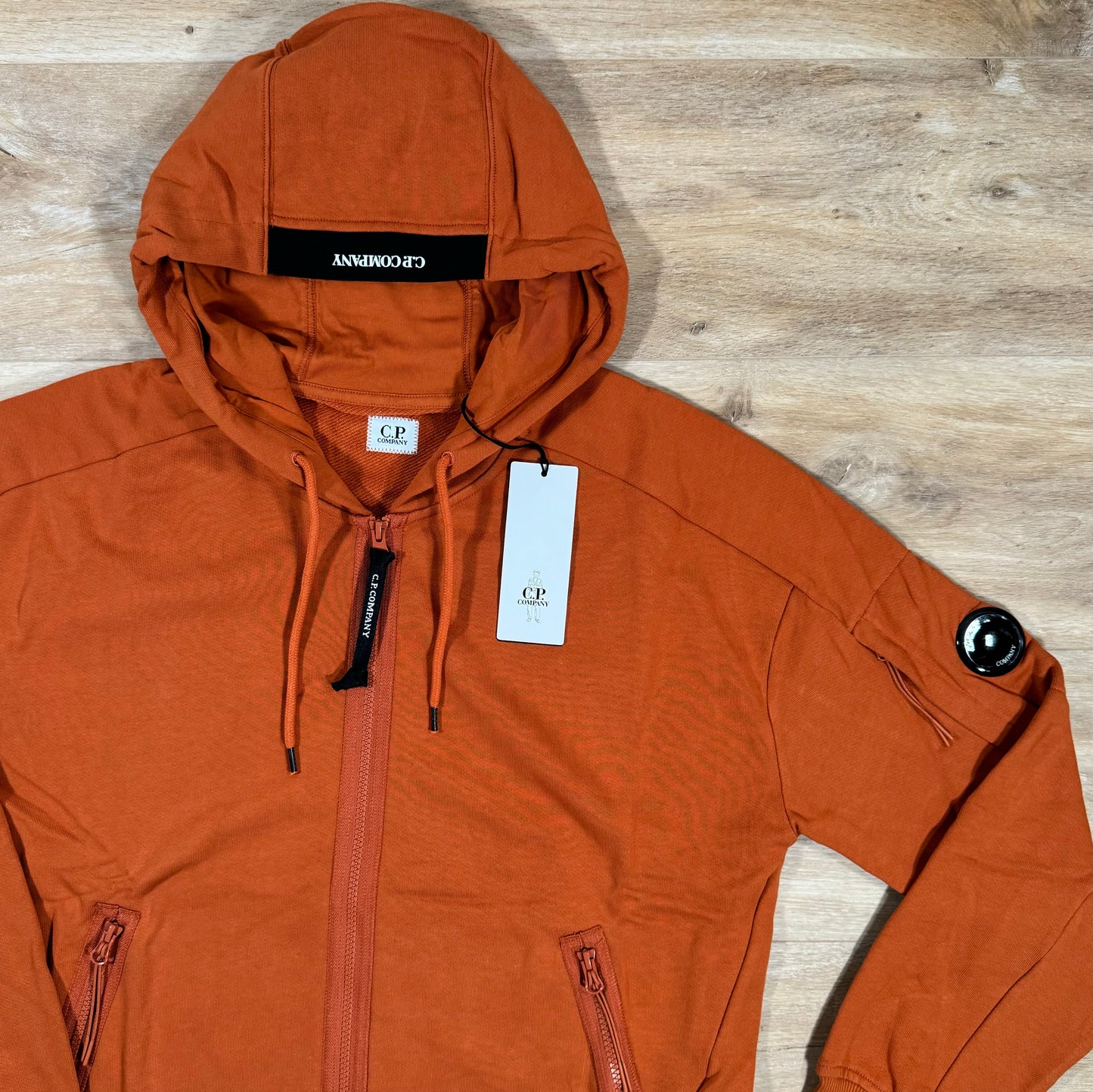 C.P. Company Diagonal Raised Zipped Lens Hoodie in Bombay Brown