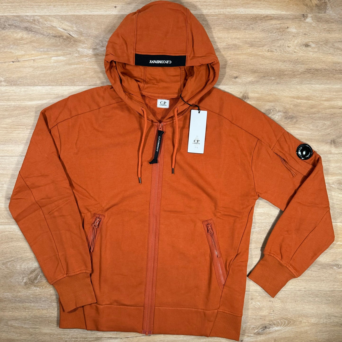 C.P. Company Diagonal Raised Zipped Lens Hoodie in Bombay Brown