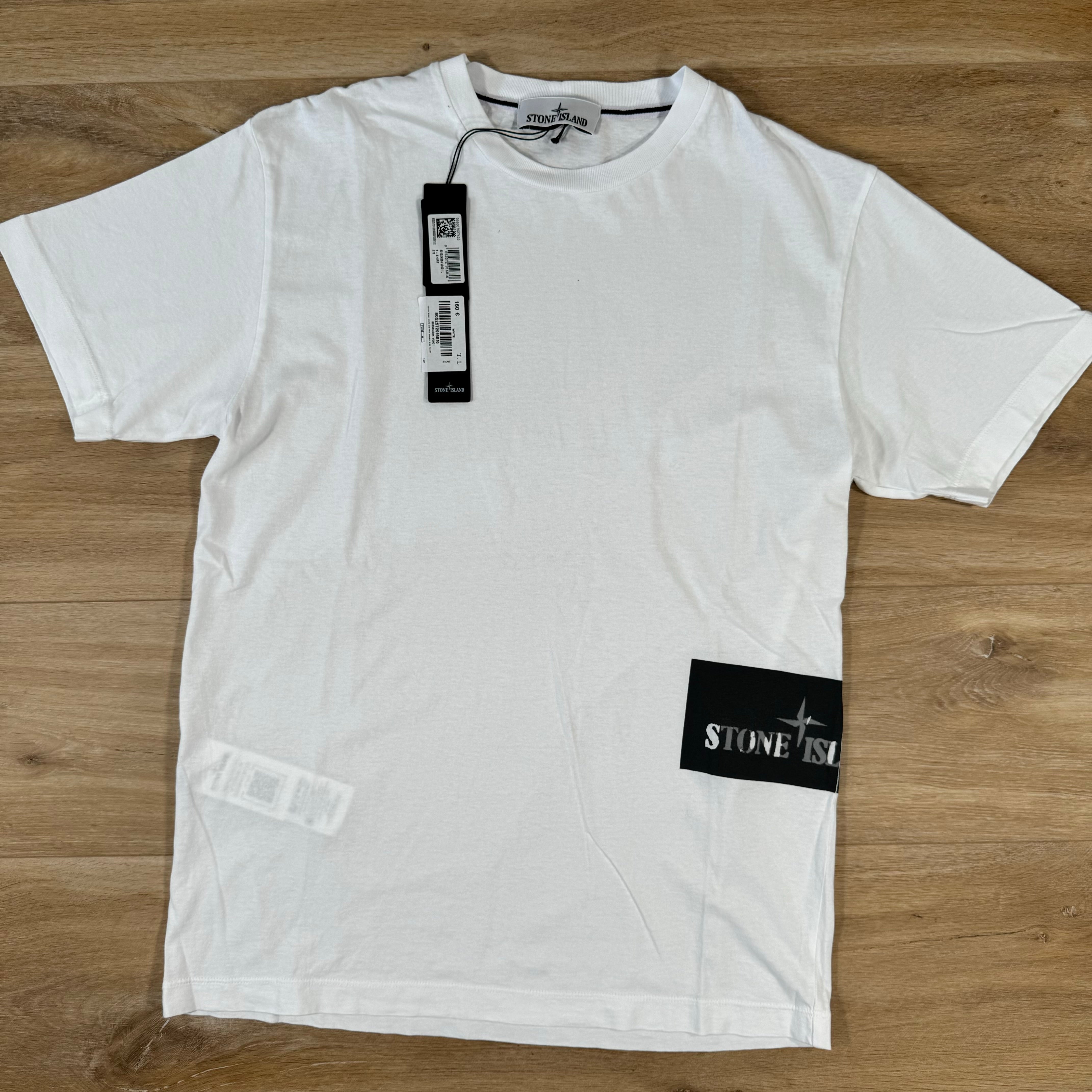 Stone Island Institutional One Print T Shirt in White LABEL MENSWEAR