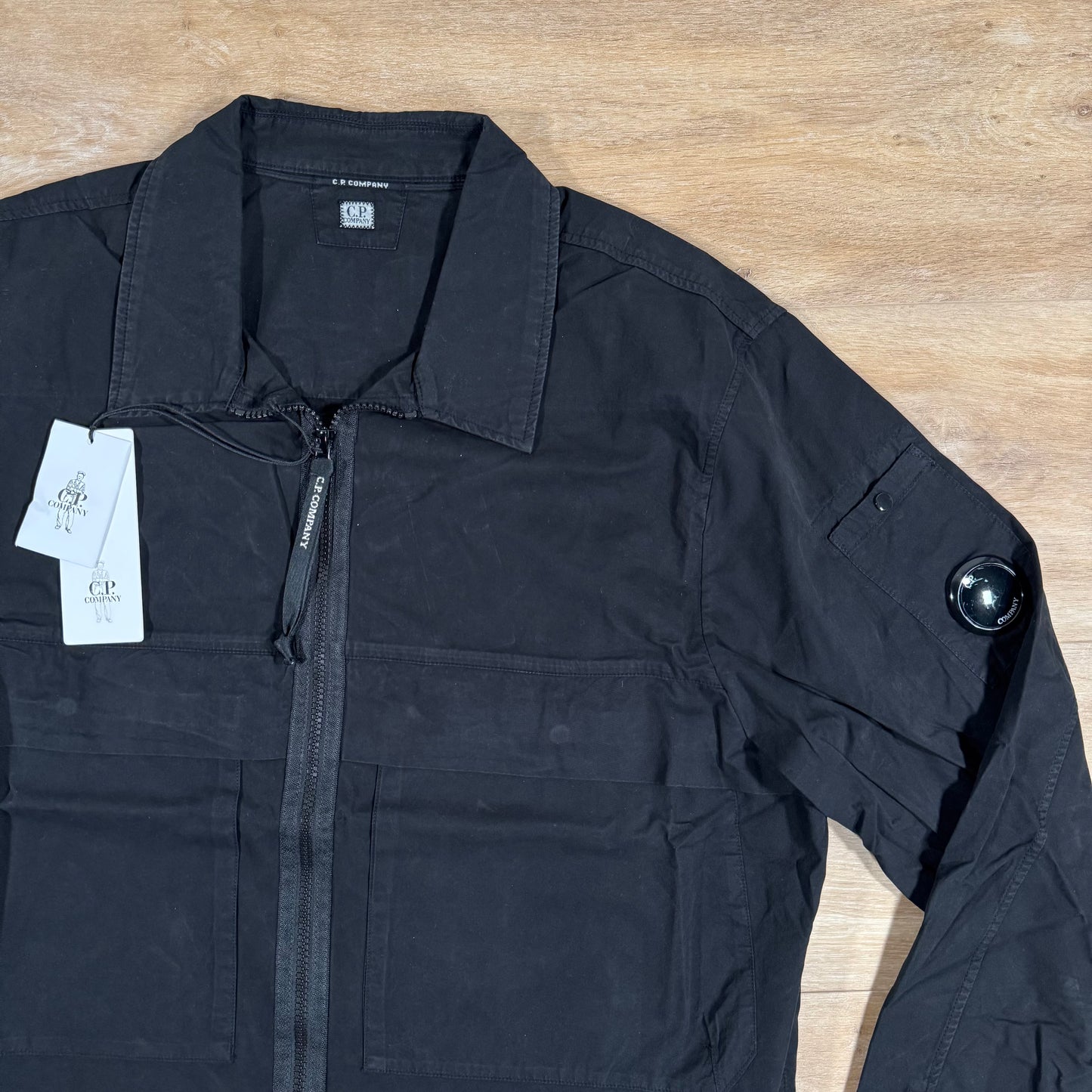 C.P. Company Gabardine Utility Lens Overshirt in Black