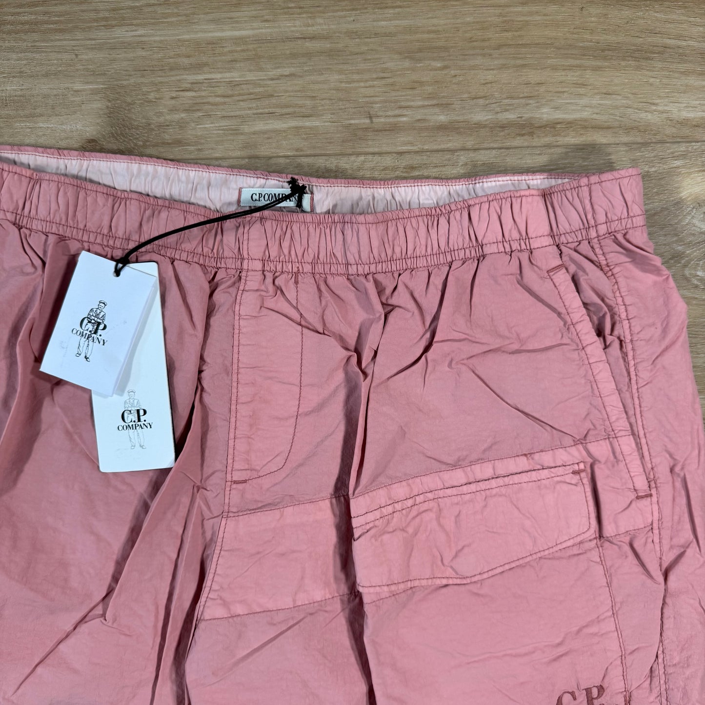 C.P. Company Flatt Nylon Logo Swim Shorts in Misty Rose - Pink