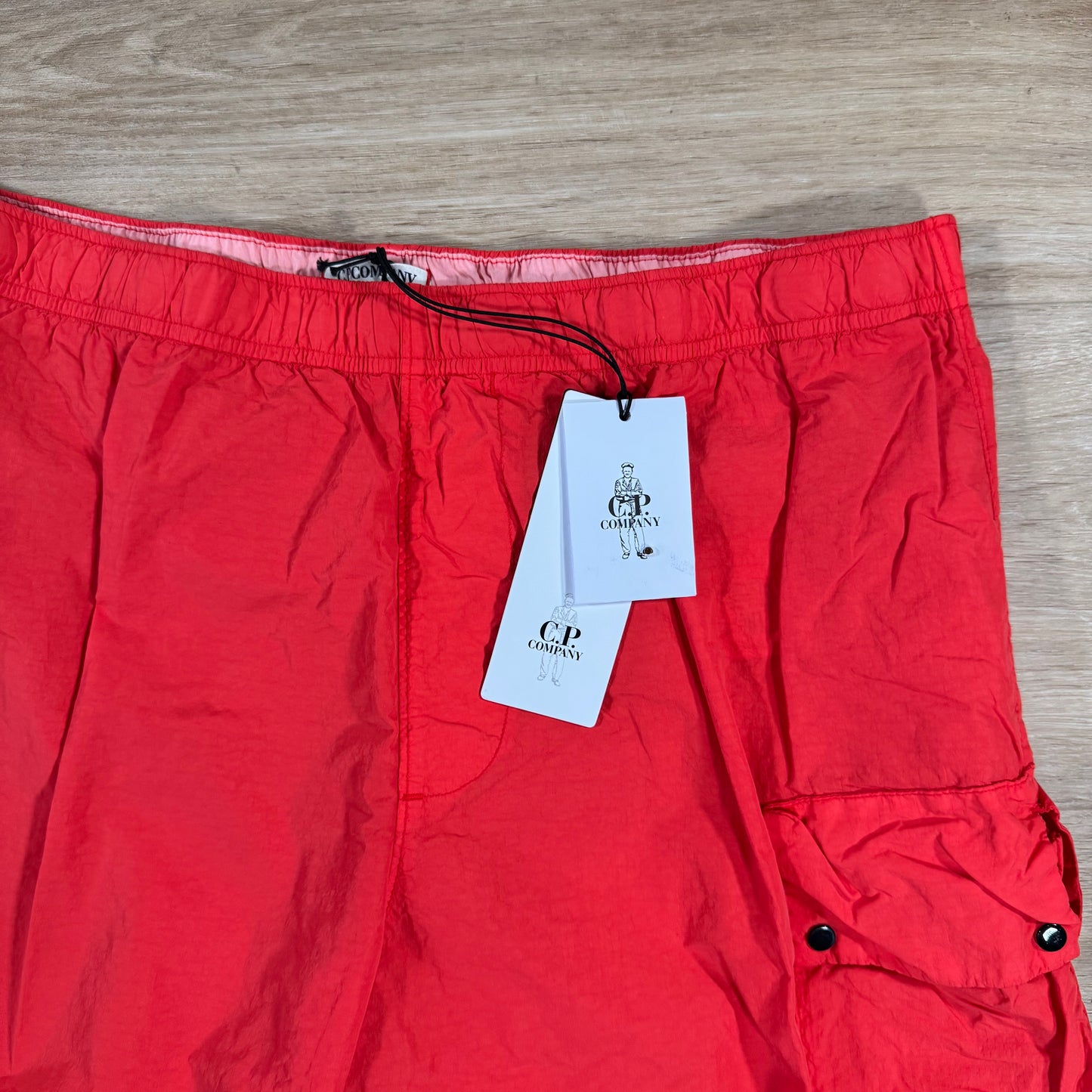 C.P. Company Flatt Nylon Cargo Lens Swim Shorts in Poinciana - Orange