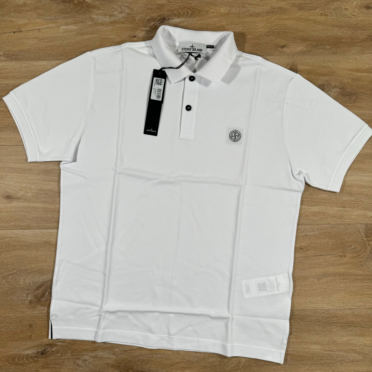 Stone Island Organic Cotton Pique Regular Fit Polo Shirt in White