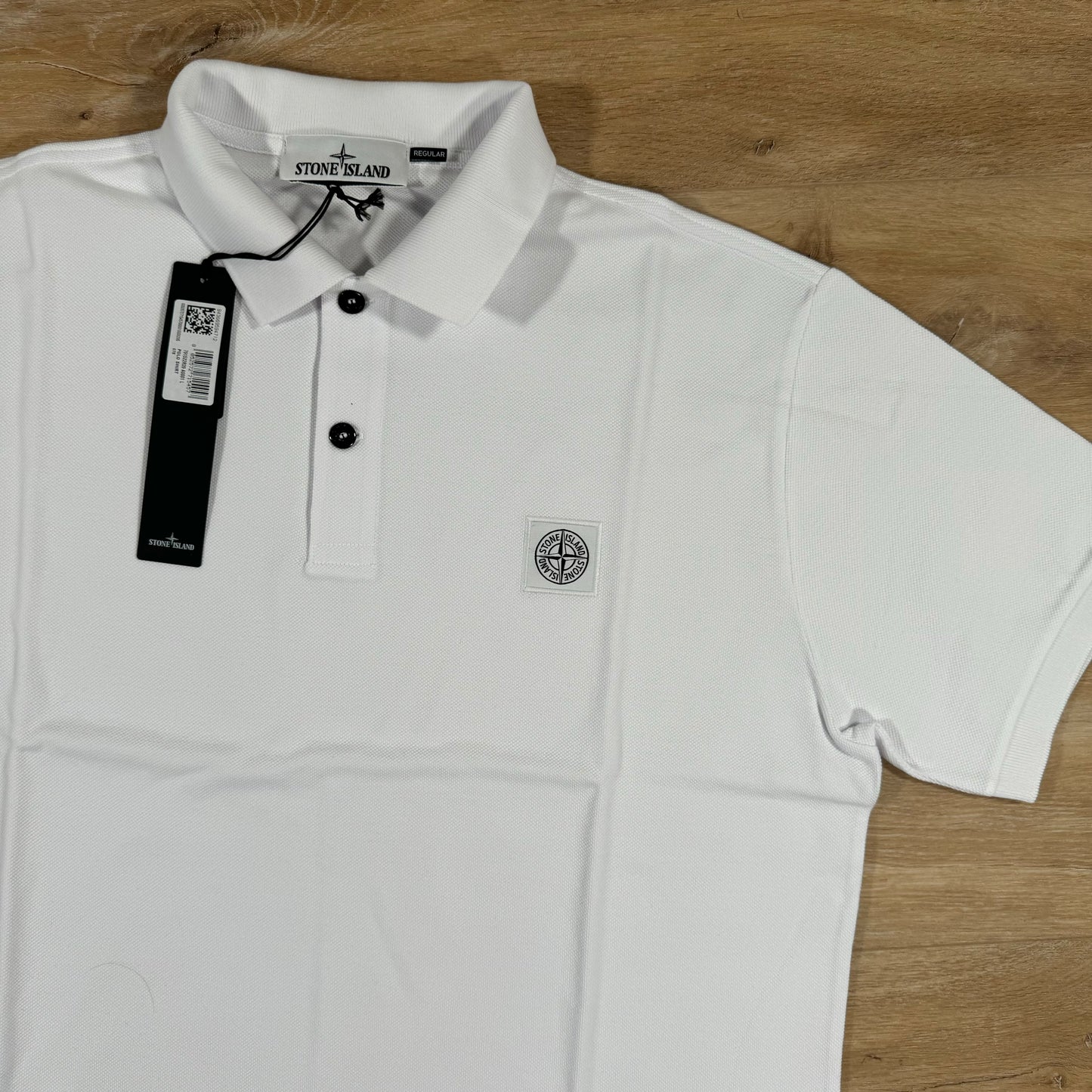 Stone Island Organic Cotton Pique Regular Fit Polo Shirt in White