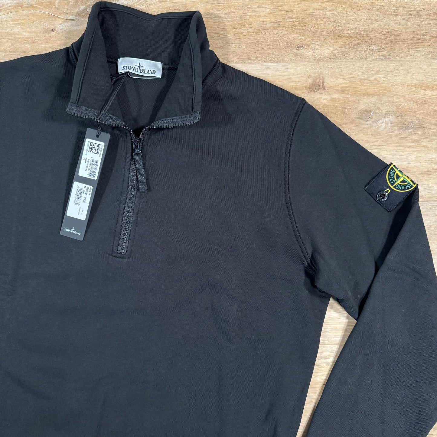 Stone Island Organic Cotton Half-Zip Sweatshirt in Black