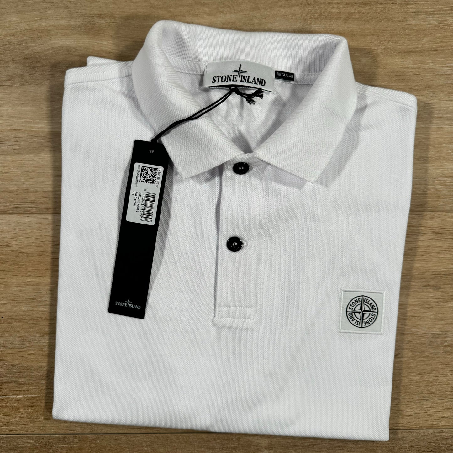 Stone Island Organic Cotton Pique Regular Fit Polo Shirt in White