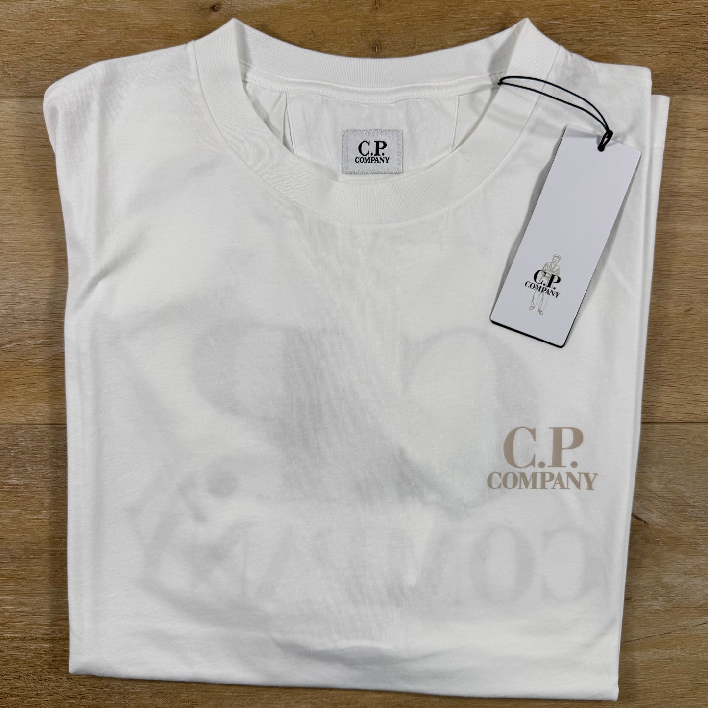 C.P. Company 30/1 Jersey Logo T-Shirt in Gauze White