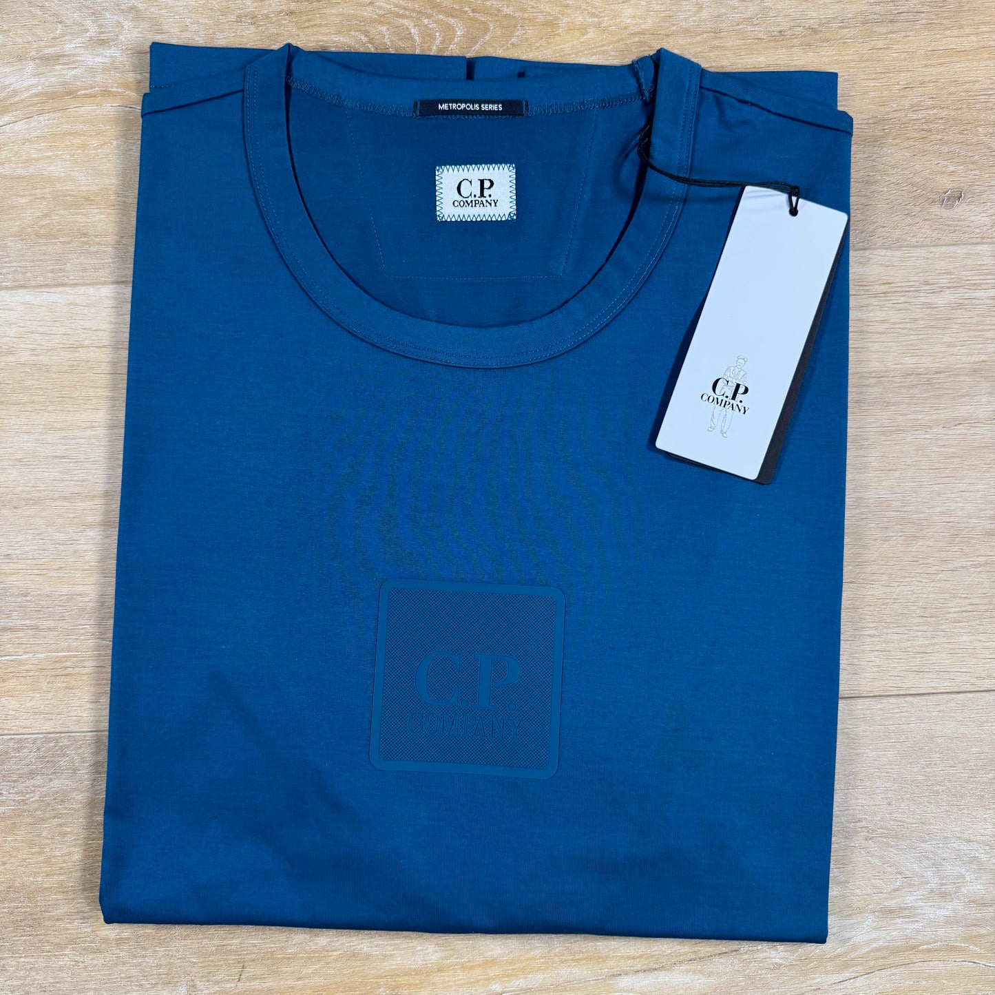 C.P. Company Metropolis Series Square Logo T-Shirt in Moroccan Blue