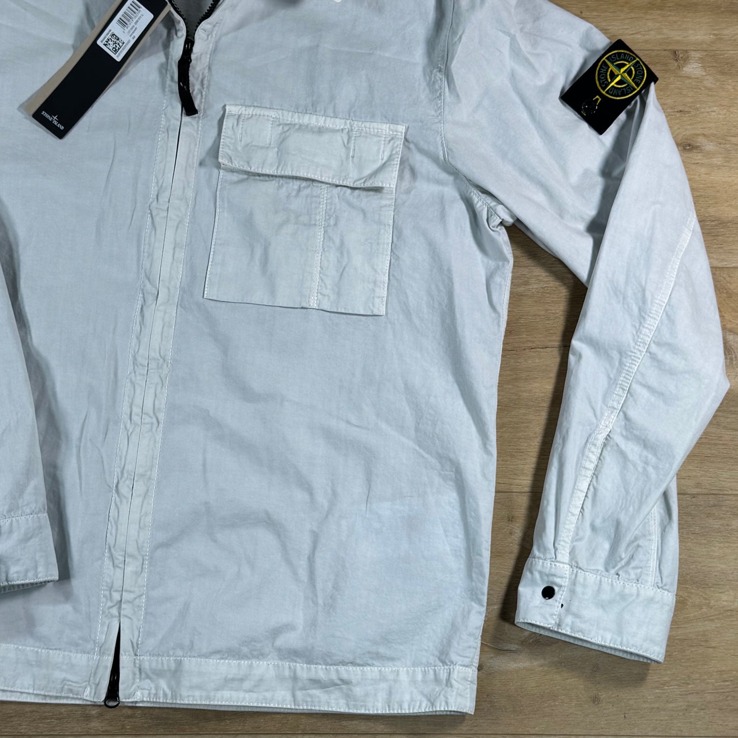 Stone Island Brushed Old Effect Overshirt in Sky Blue