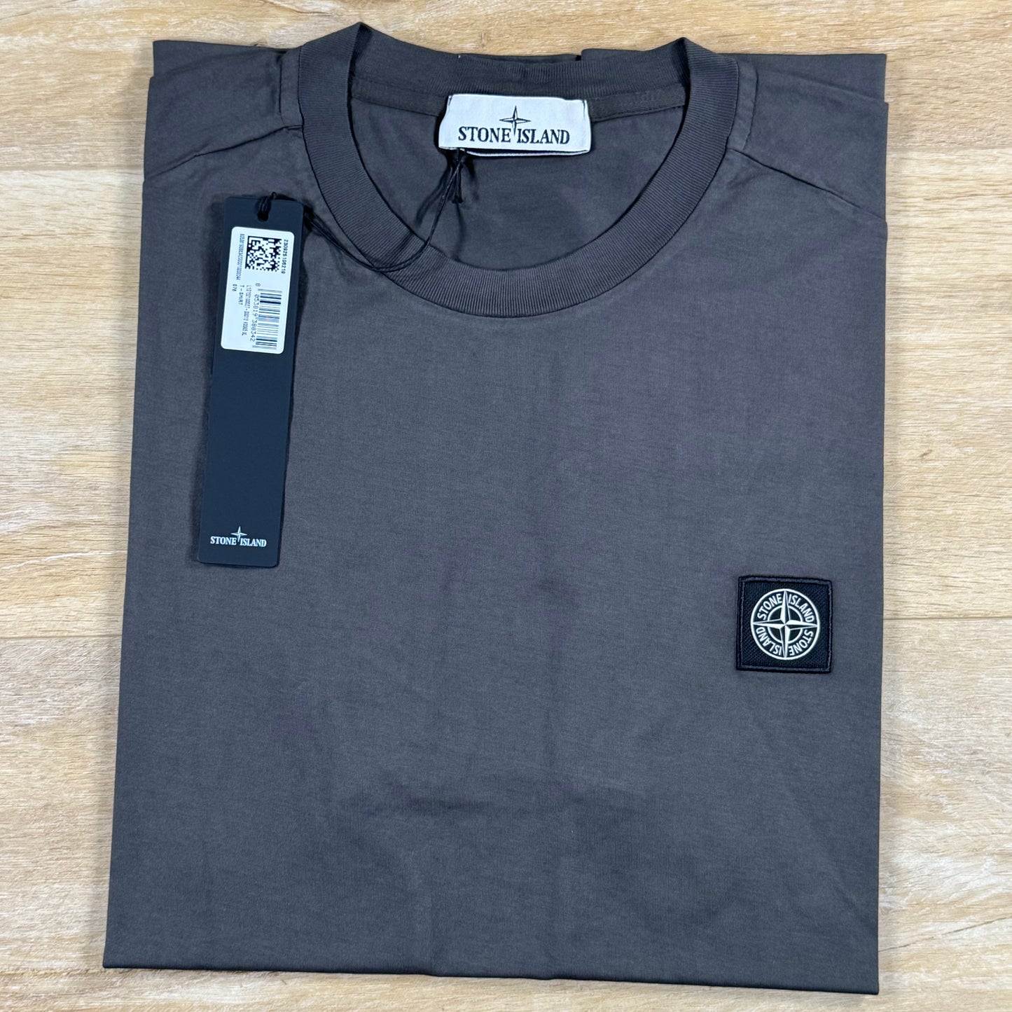 Stone Island Patch Logo T-Shirt in Charcoal Grey