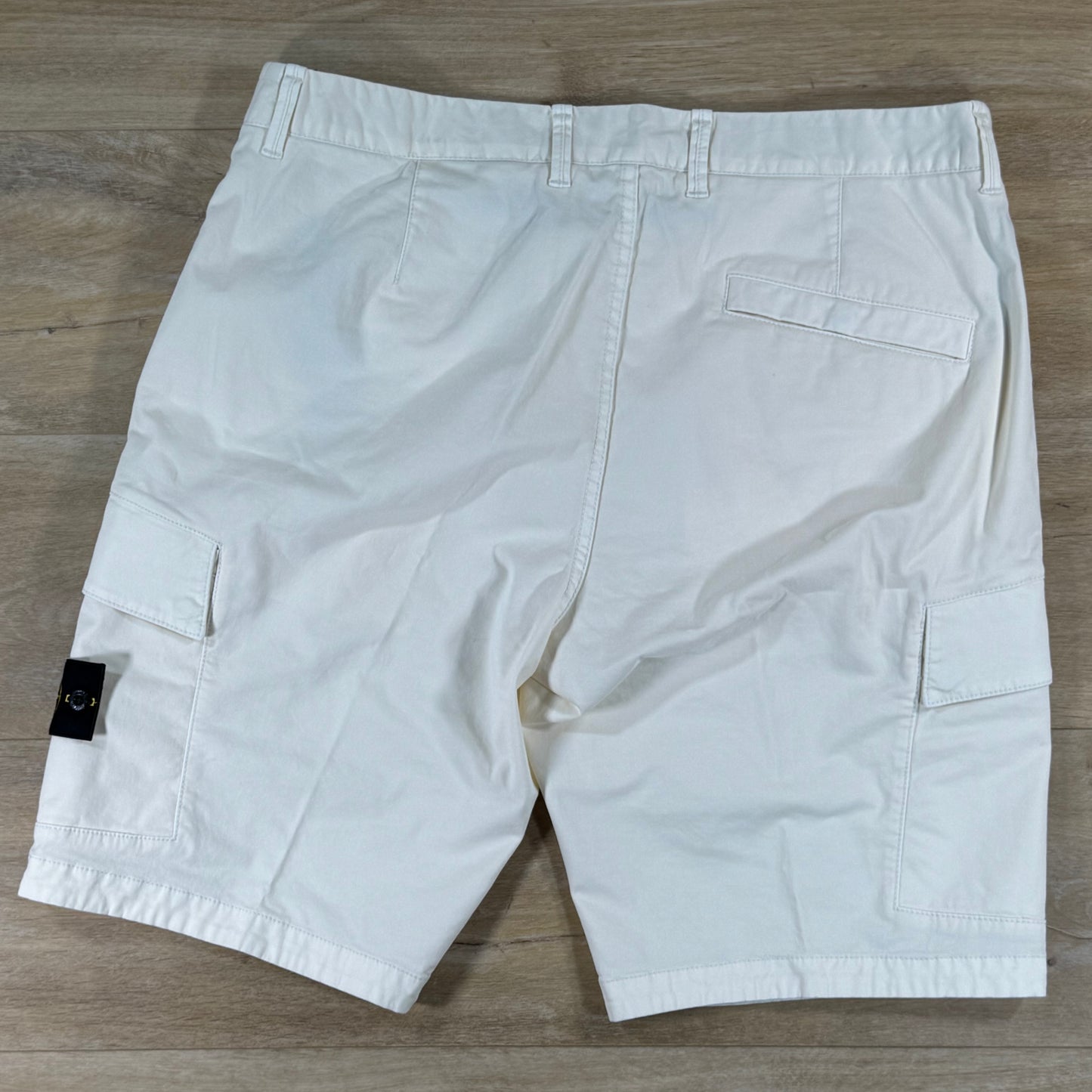 Stone Island Stretch Twill Cargo Bermuda Shorts in Ivory