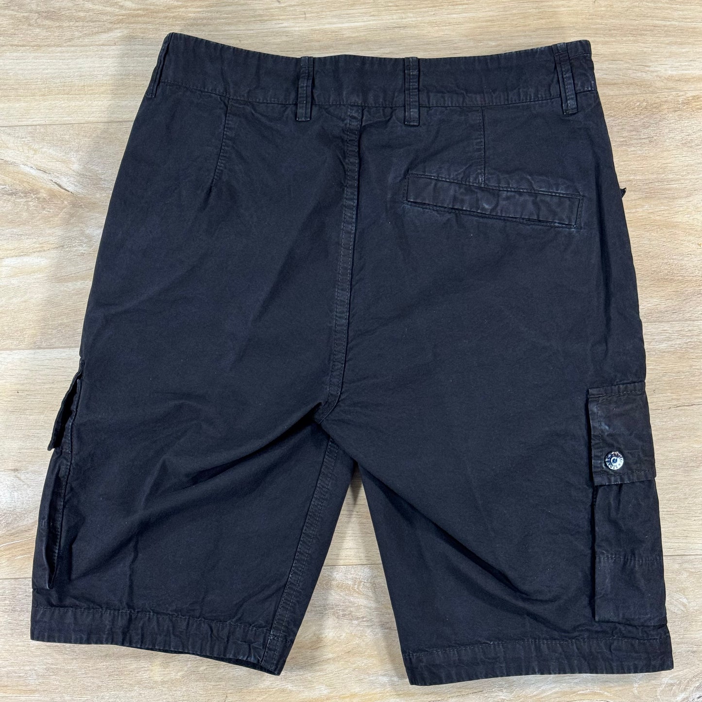 Stone Island Brushed Canvas 'Old Effect' Cargo Shorts in Black