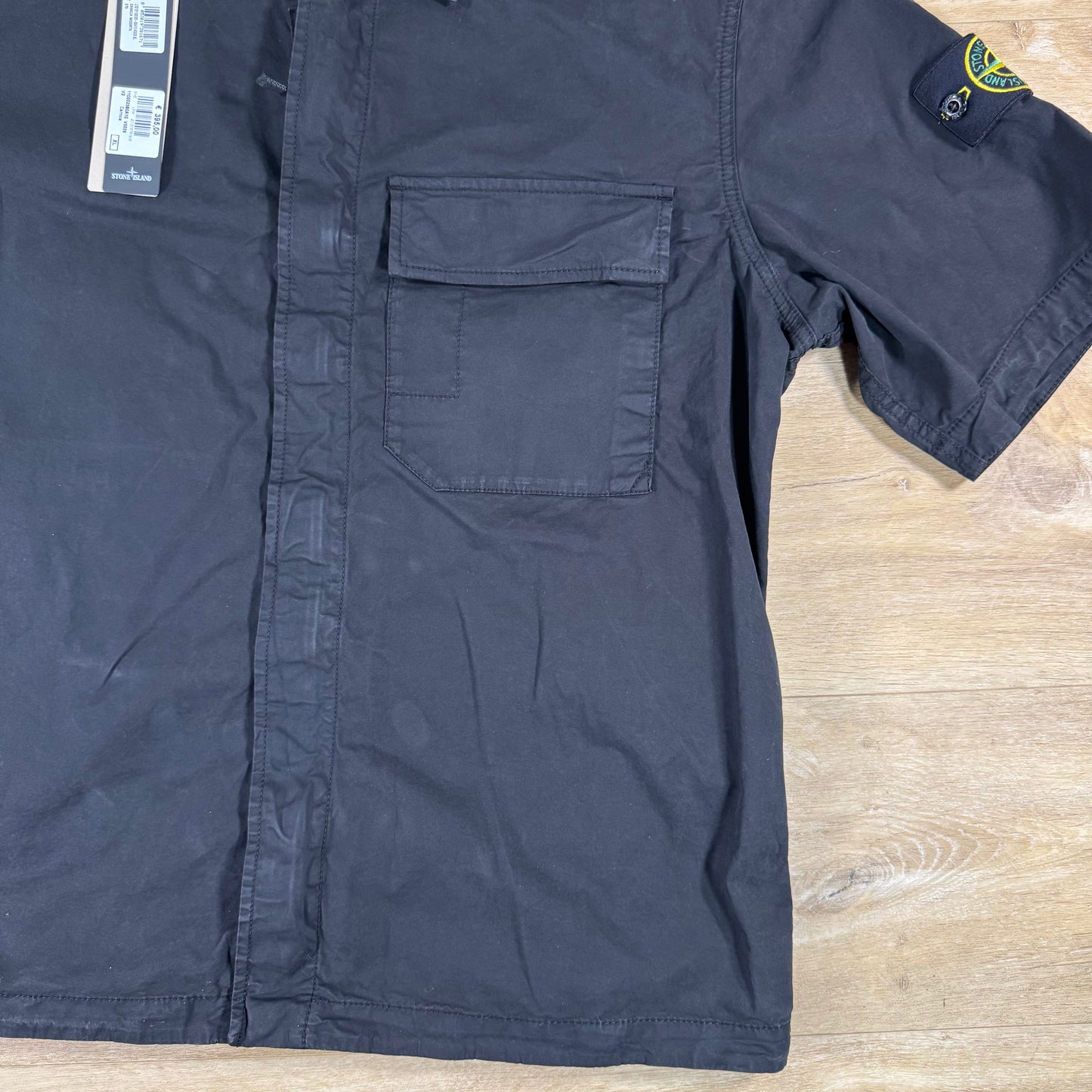 Stone Island Stretch Twill Short-Sleeve Shirt in Black