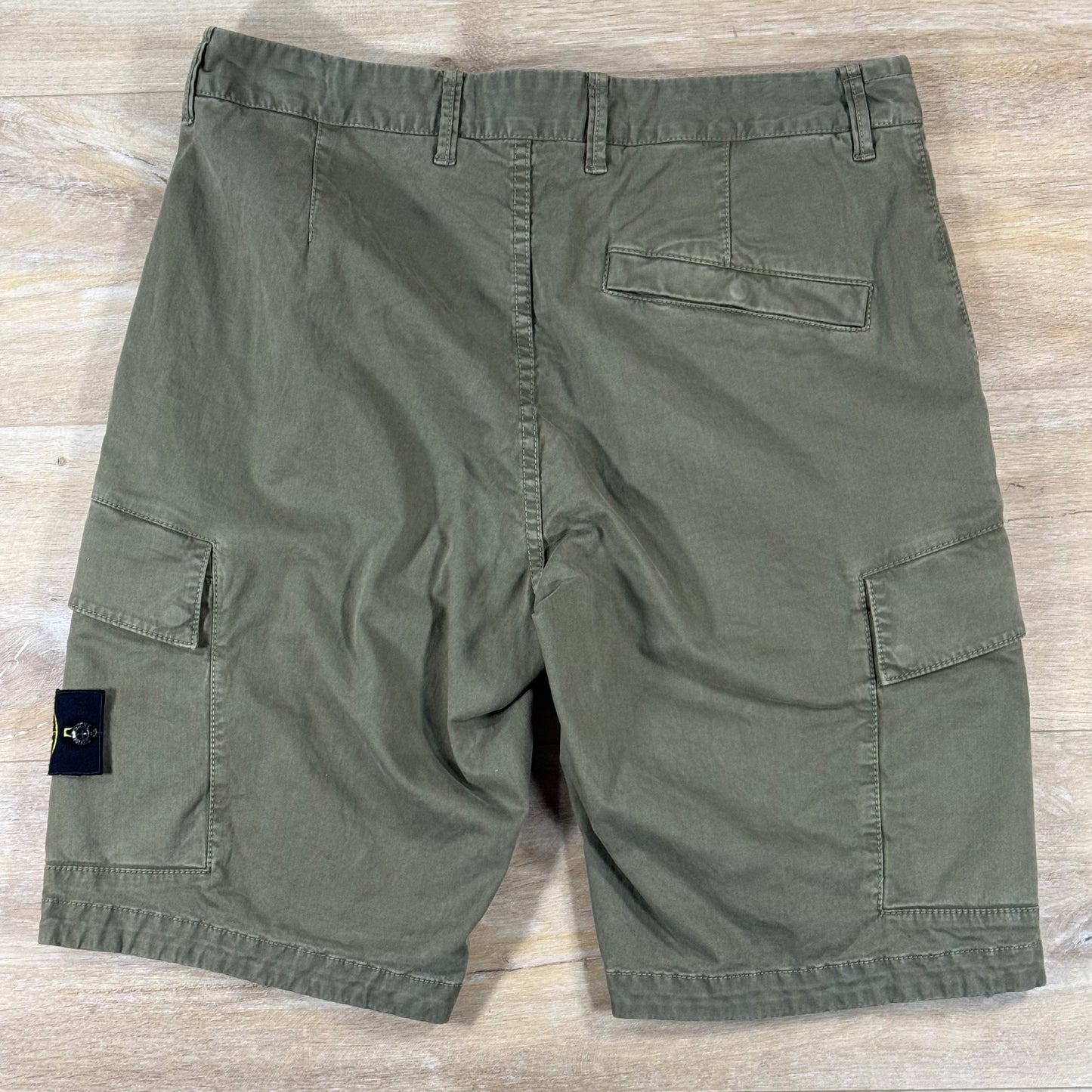 Stone Island Stretch Twill Cargo Bermuda Shorts in Military Green