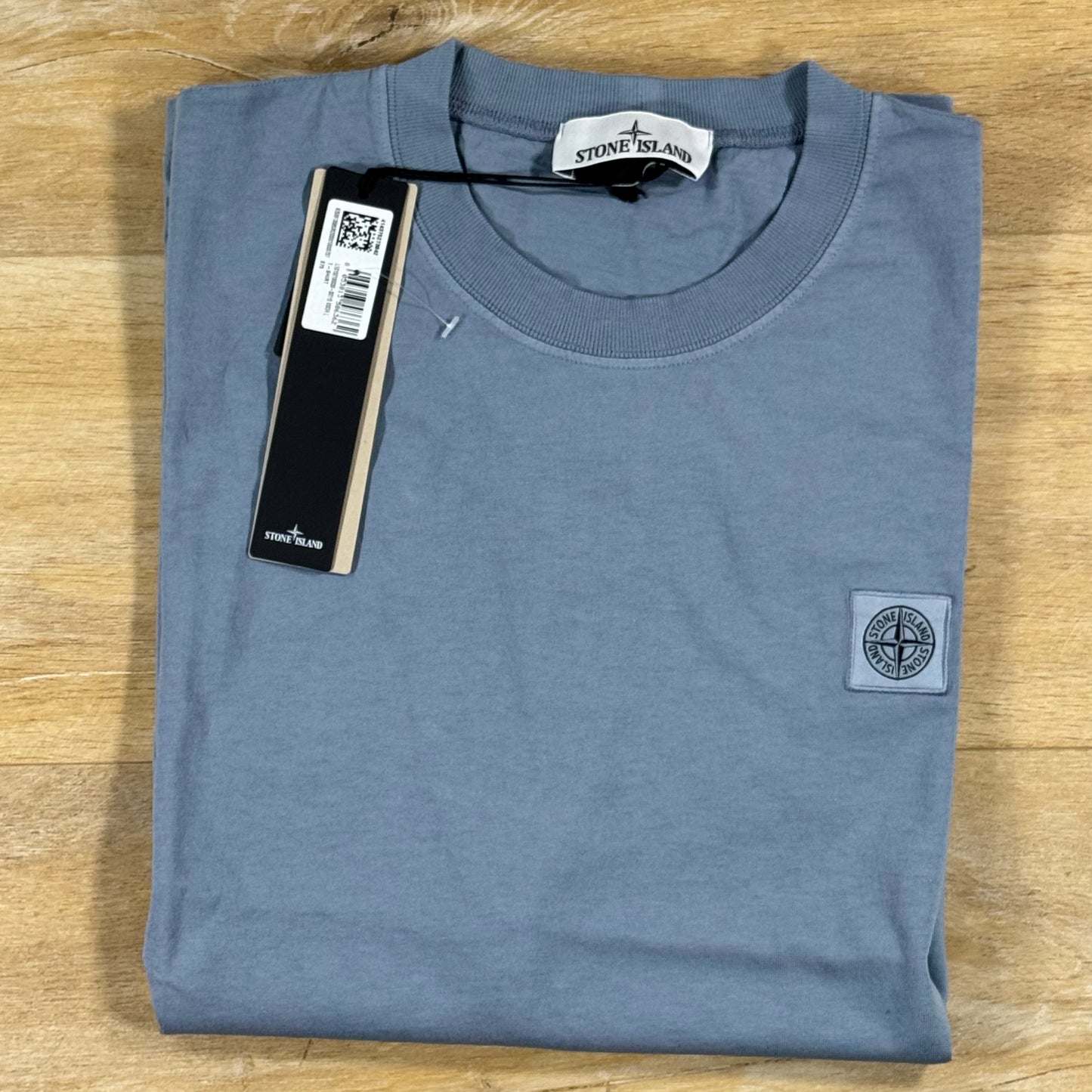 Stone Island Combed Organic Patch Logo T-Shirt in Avio Blue