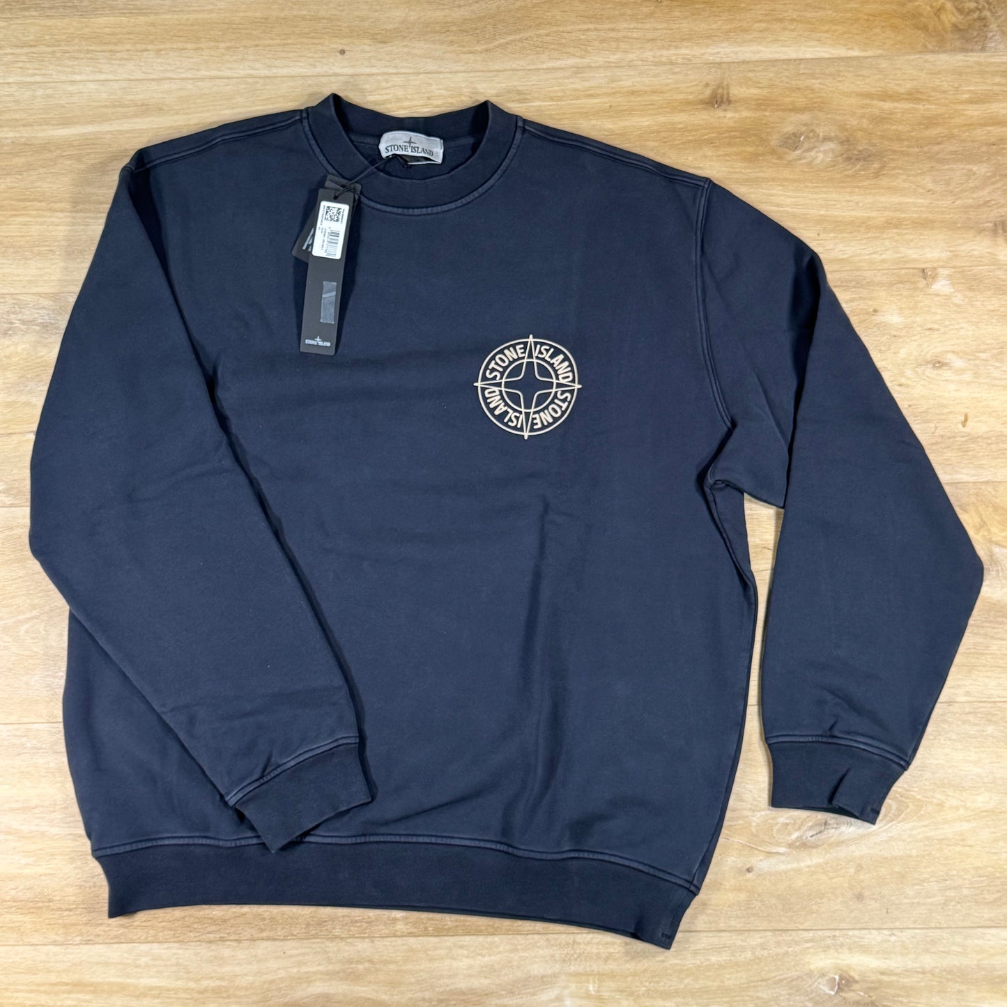 Stone Island Oversize-Fit 'Outline Compass' Crewneck Sweatshirt in Navy