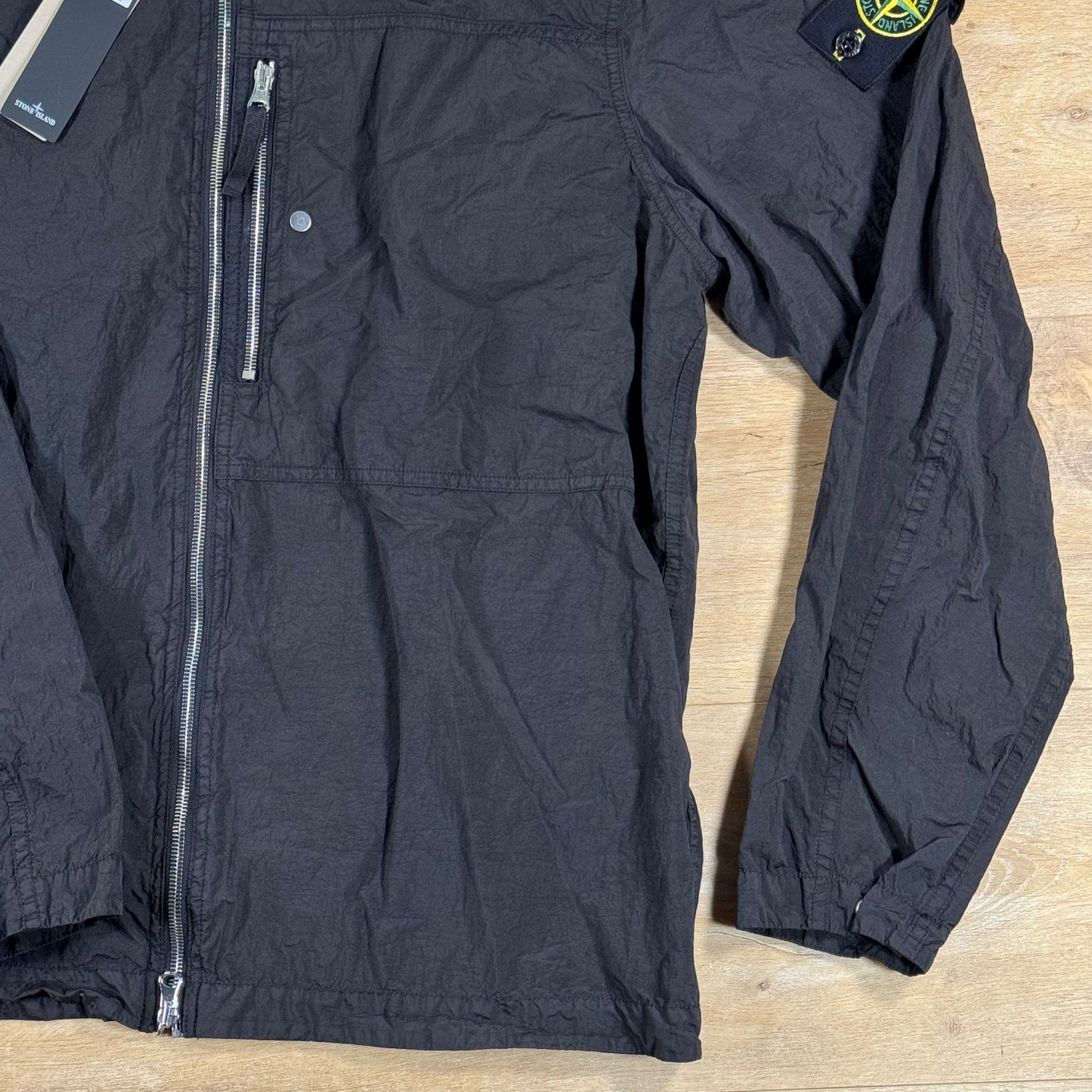 Stone Island Nylon Metal Chest Pocket Overshirt in Black