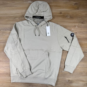 C.P. Company Diagonal Raised Fleece Lens Hoodie in Silver Birch