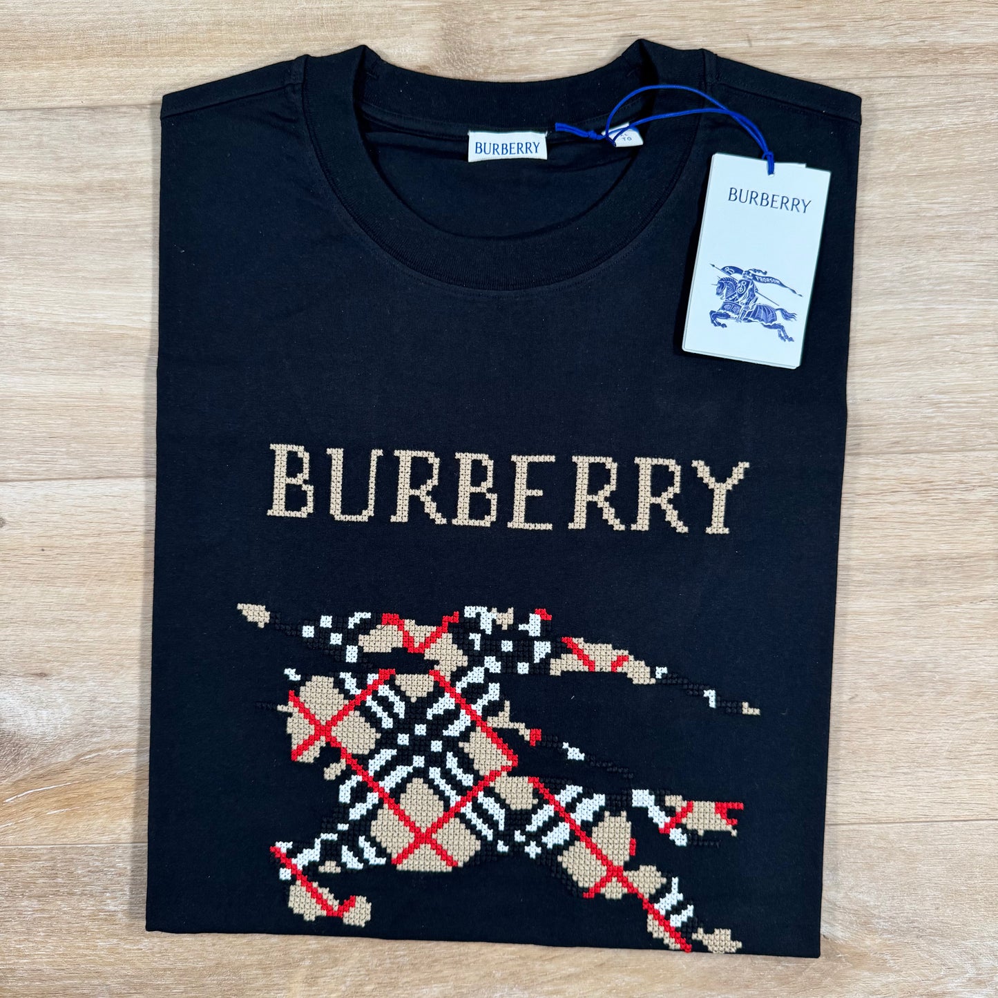 Burberry Ryan Cross Stitch EKD T-Shirt in Black