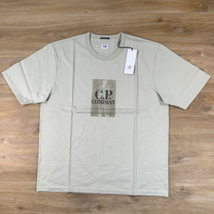 C.P. Company Mercerized Jersey Twisted Chest Logo T-Shirt in Silver Birch
