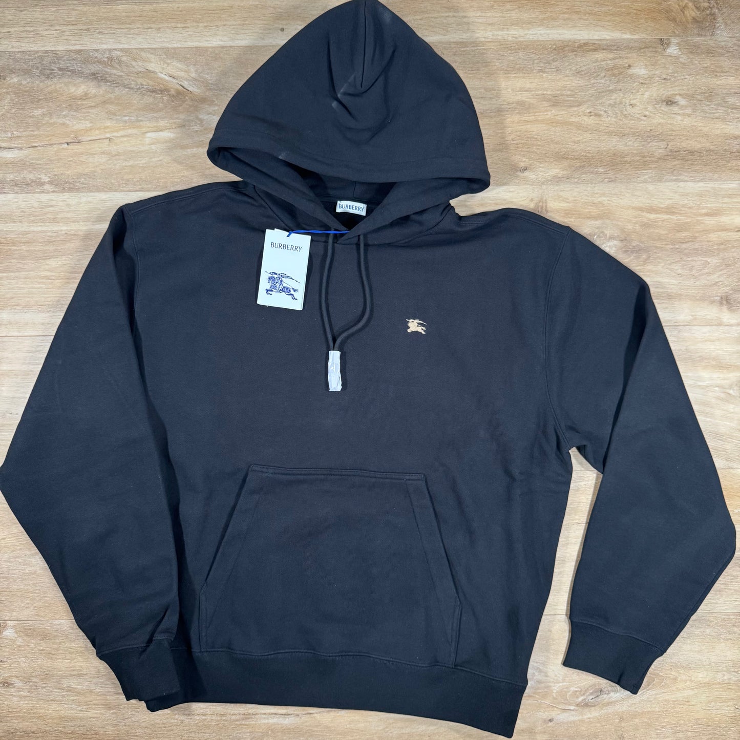 Burberry Cotton Hoodie with Logo Embroidery in Black