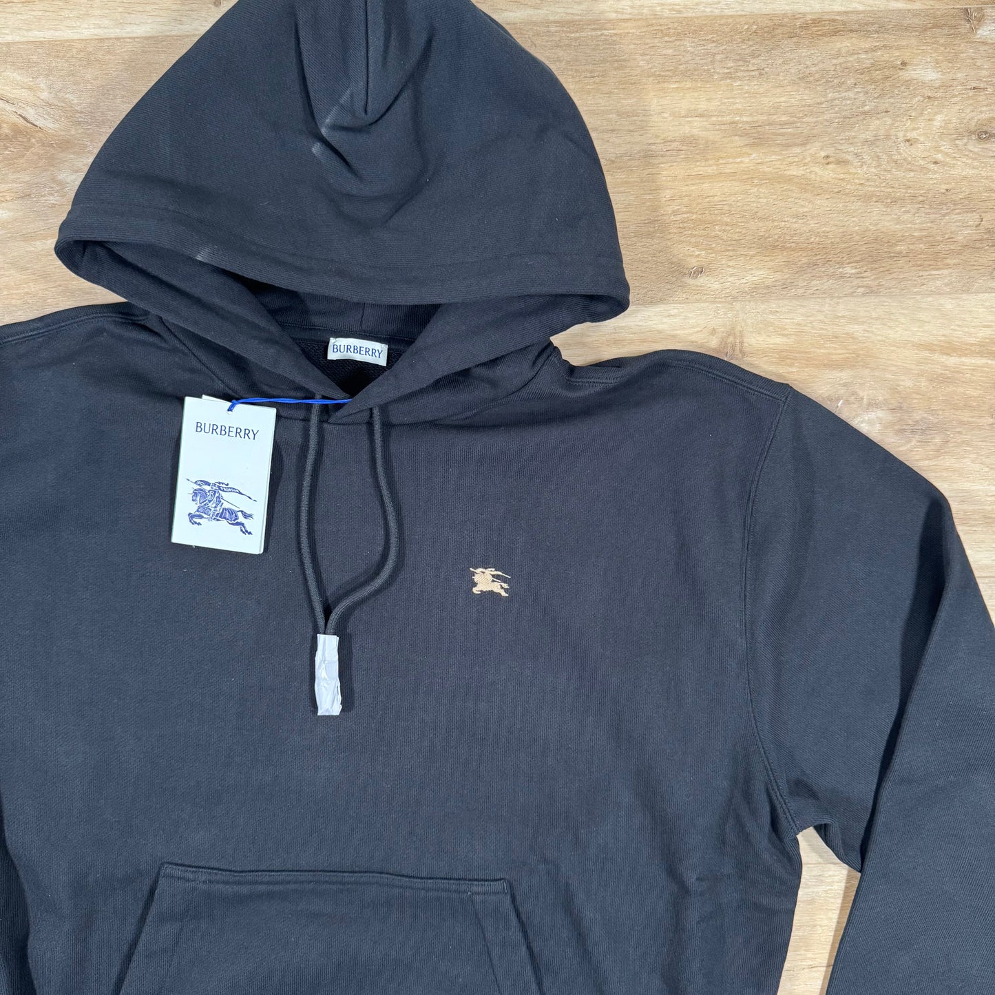 Burberry Cotton Hoodie with Logo Embroidery in Black