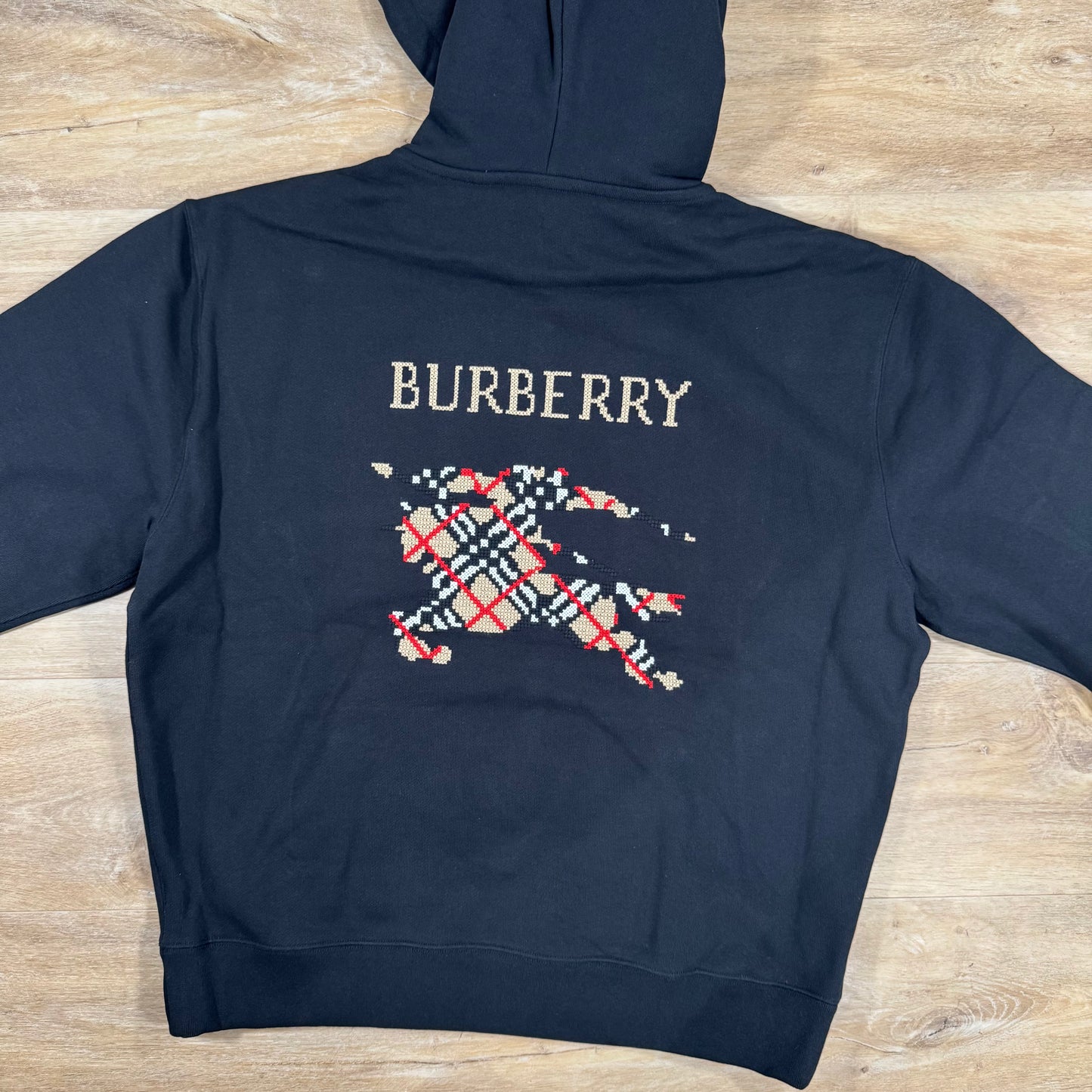 Burberry Cotton Hoodie with Logo Embroidery in Black