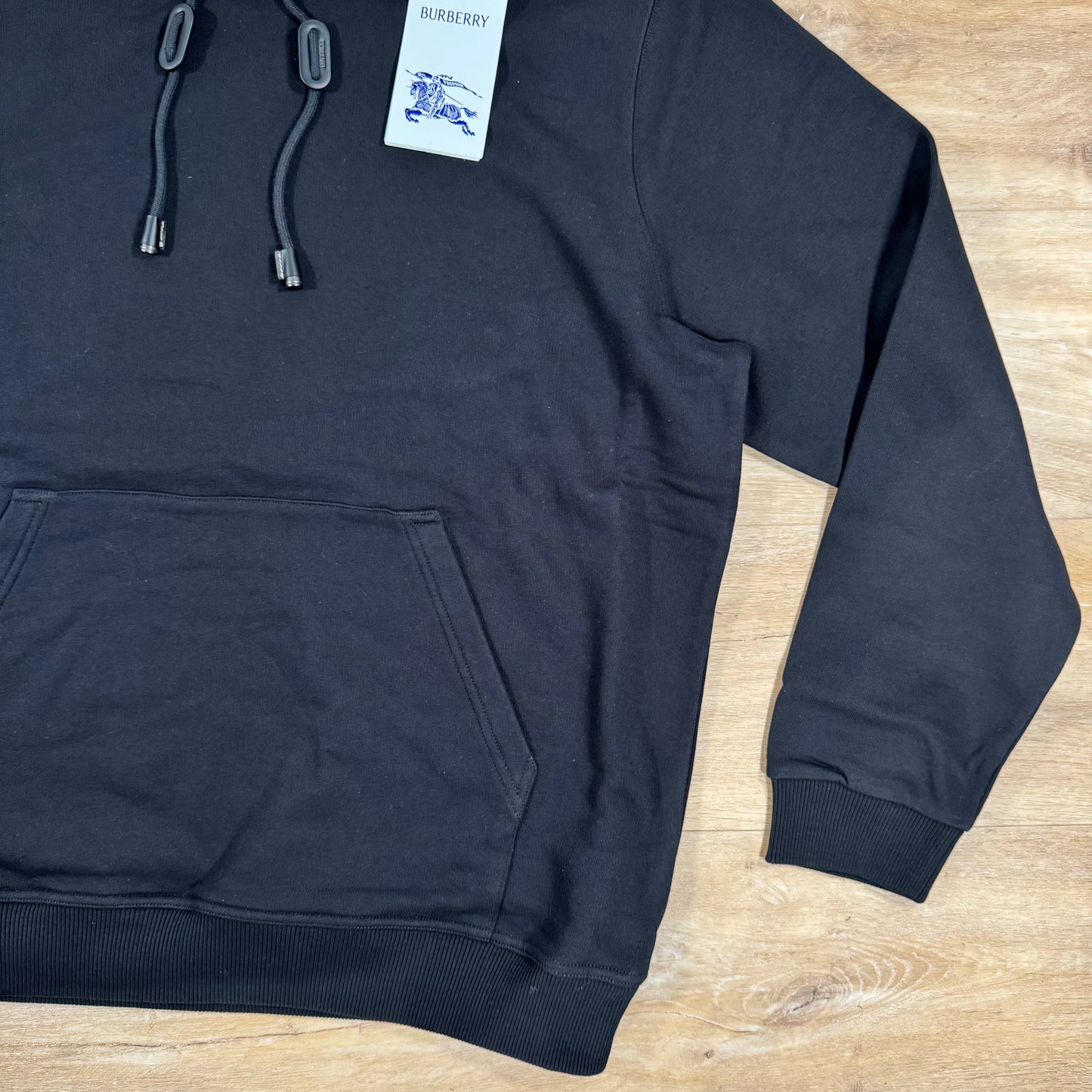 Burberry Samuel Check Hood Cotton Hoodie in Black