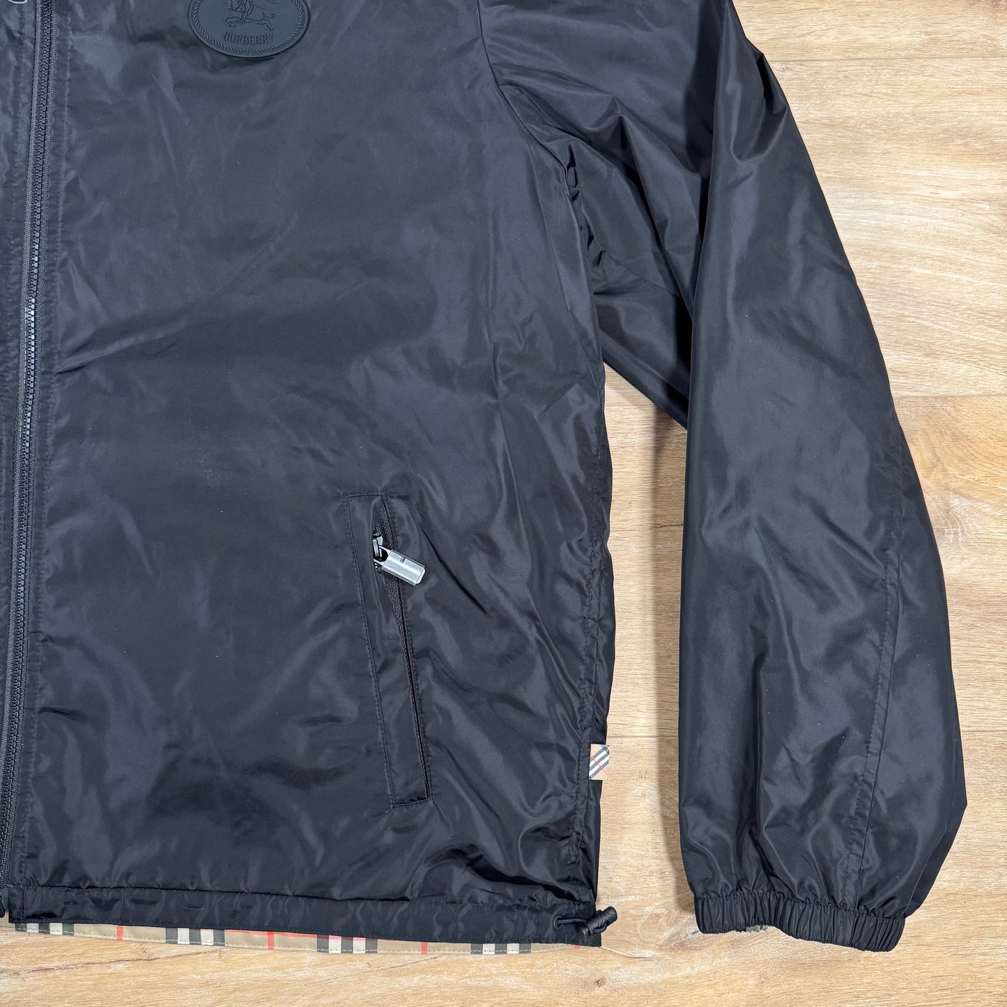 Burberry Reversible Check Hooded Jacket in Sand