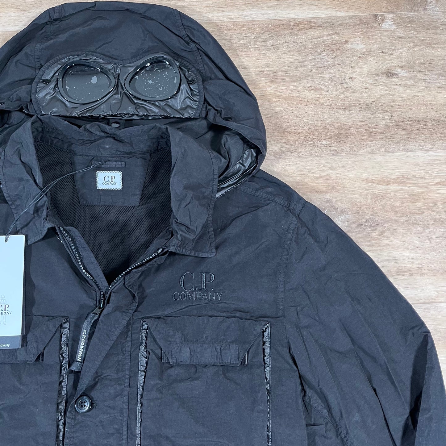 C.P. Company Flatt Nylon Goggle Overshirt in Black