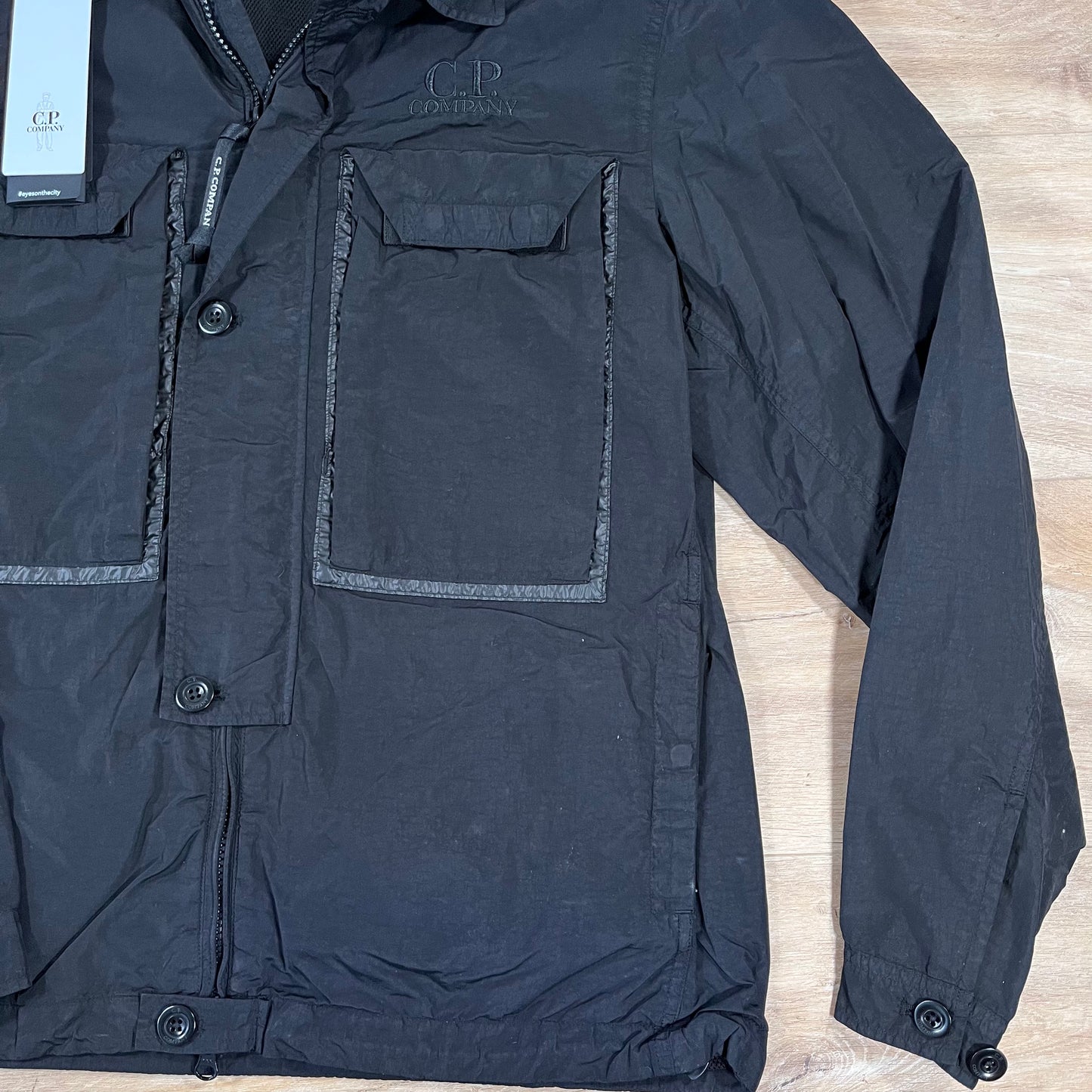C.P. Company Flatt Nylon Goggle Overshirt in Black