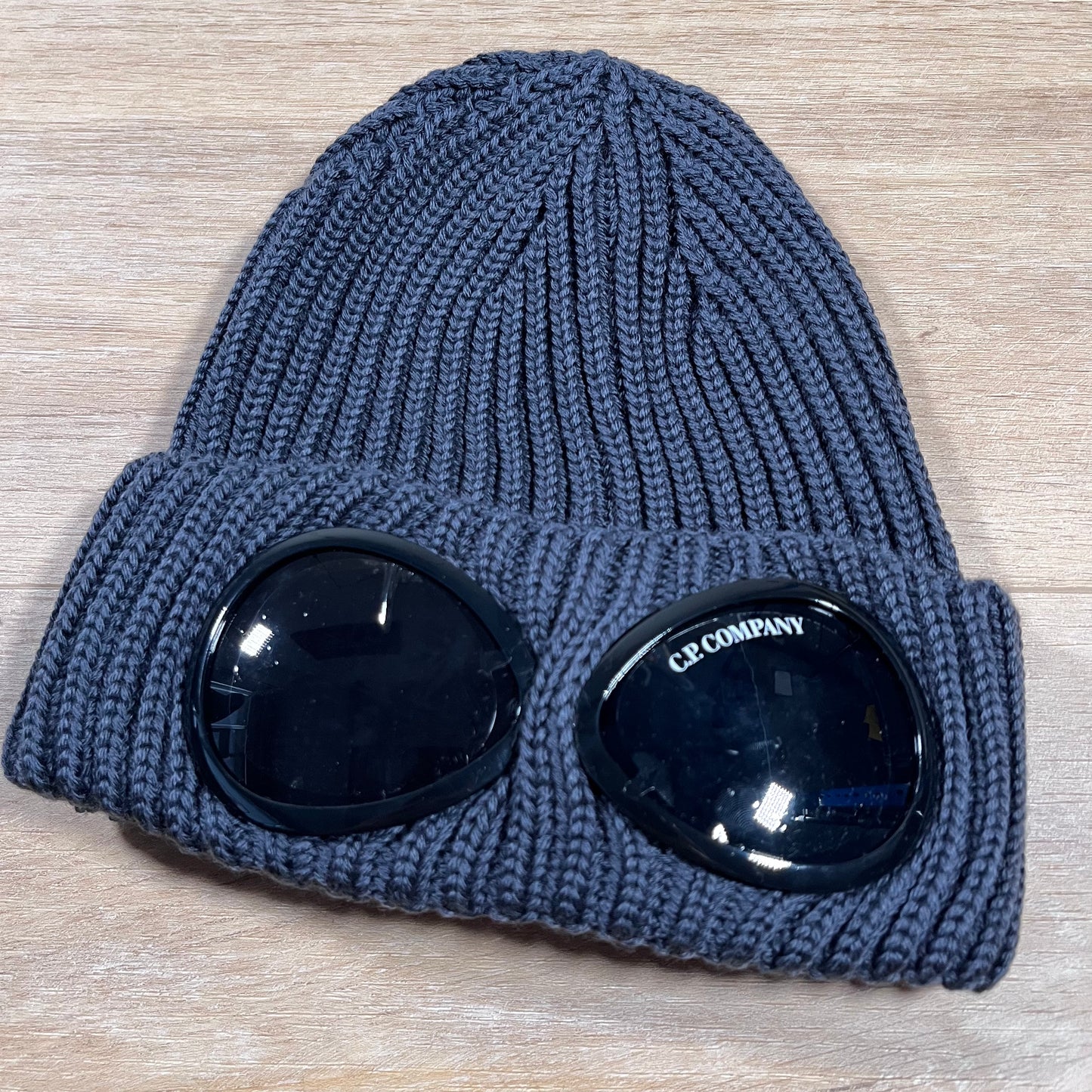 C.P. Company Extra Fine Merino Wool Goggle Beanie in Ebony