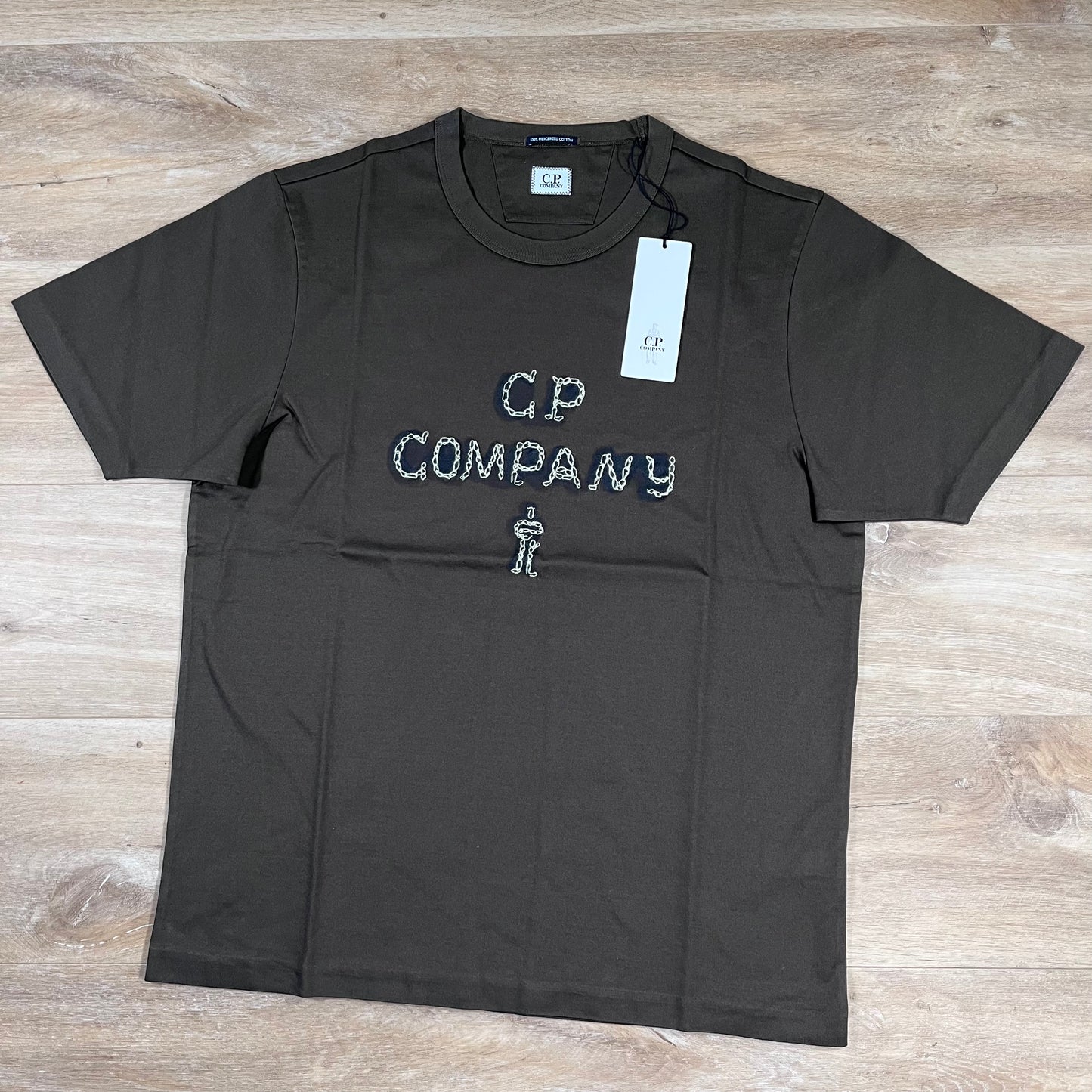 C.P. Company Mercerized 30/2 Jersey Twisted Logo T-Shirt in Ivy Green
