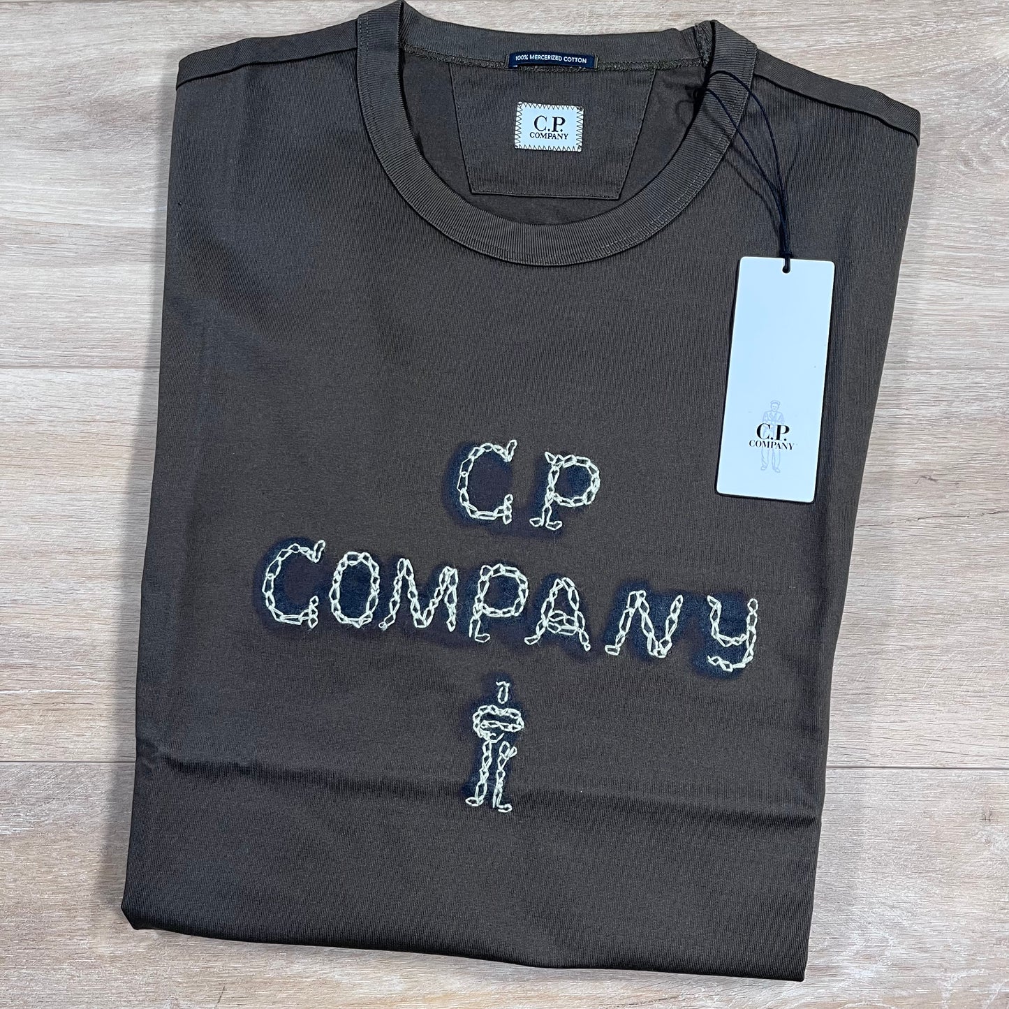 C.P. Company Mercerized 30/2 Jersey Twisted Logo T-Shirt in Ivy Green