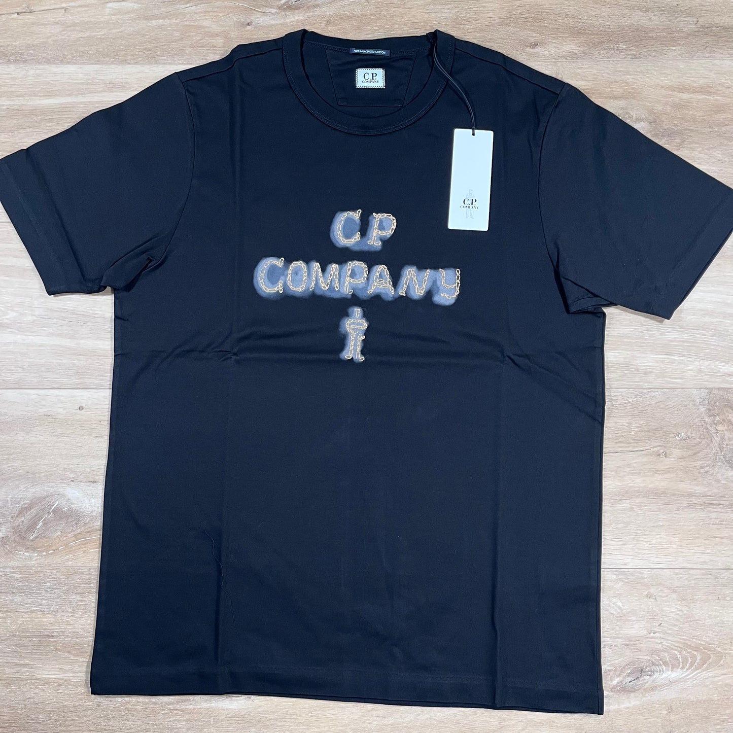 C.P. Company Mercerized 30/2 Jersey Twisted Logo T-Shirt in Black