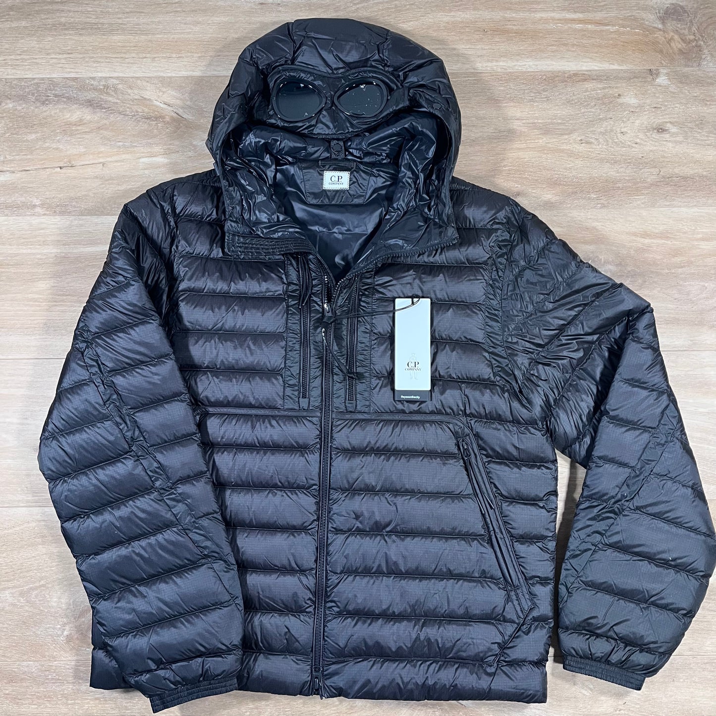 C.P. Company D.D. Shell Goggle Down Jacket in Black