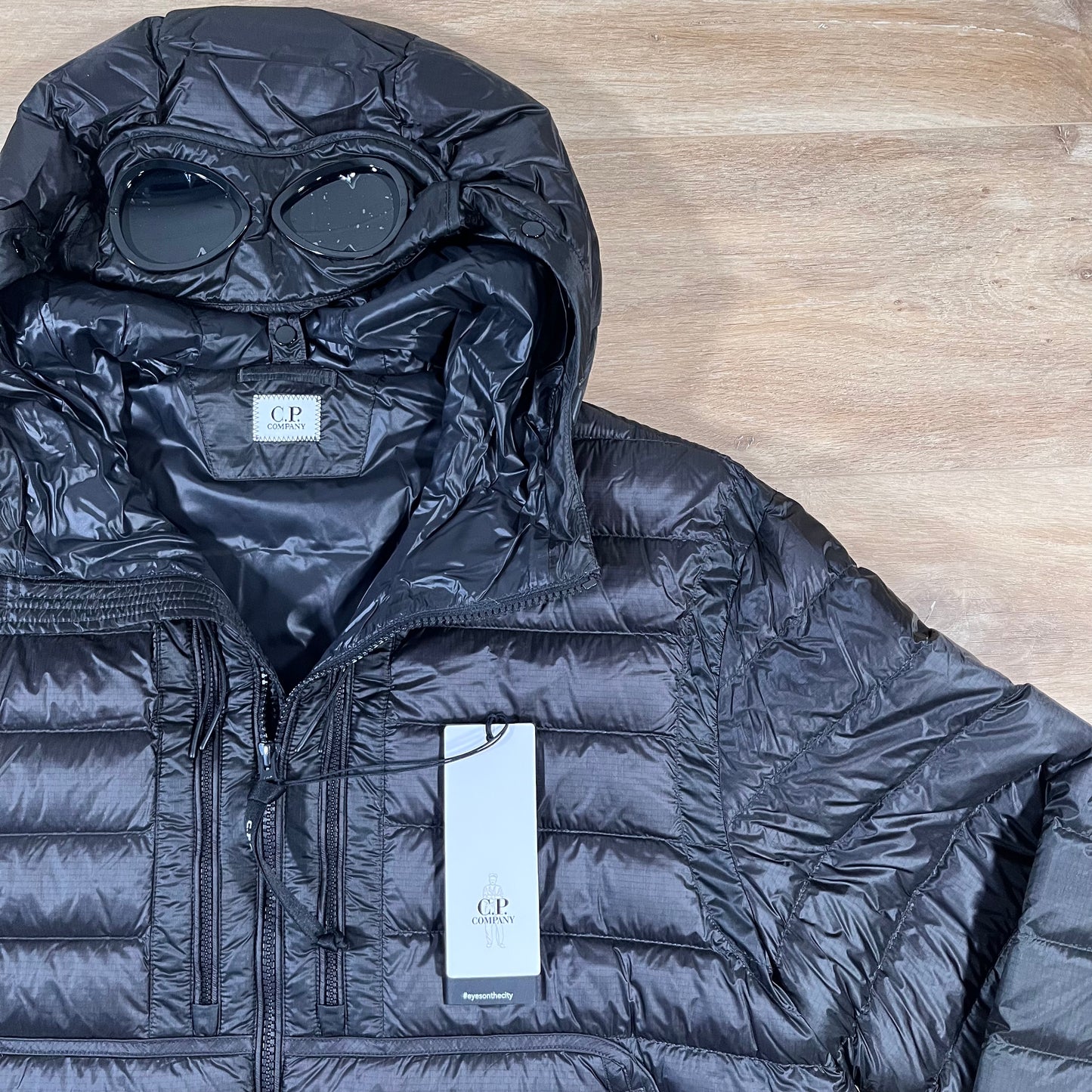 C.P. Company D.D. Shell Goggle Down Jacket in Black