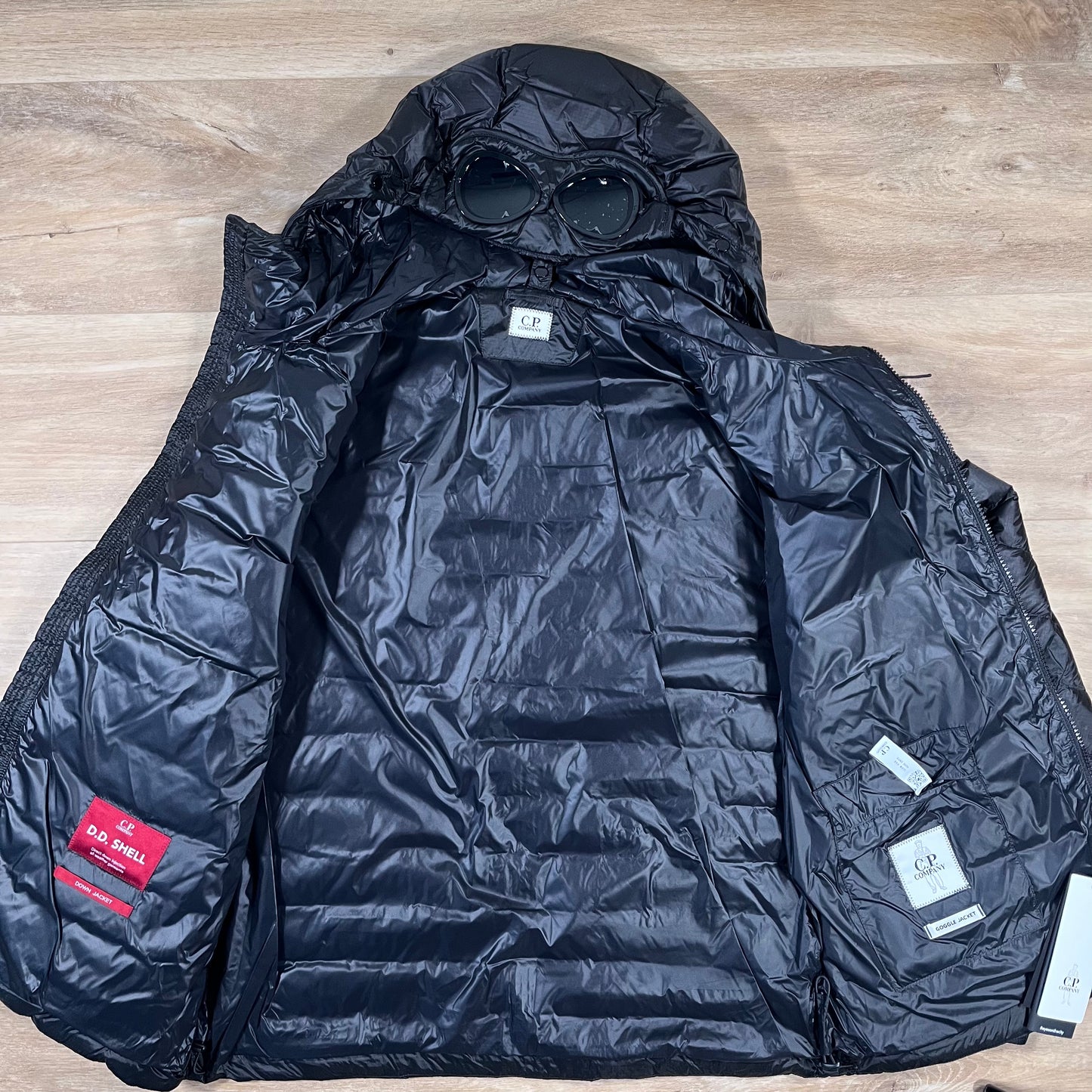 C.P. Company D.D. Shell Goggle Down Jacket in Black
