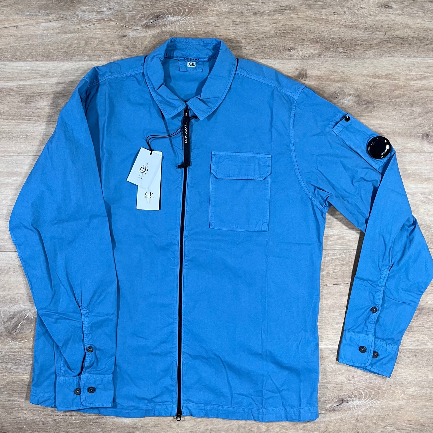 C.P. Company Organic Gabardine Lens Overshirt in Aegean Blue
